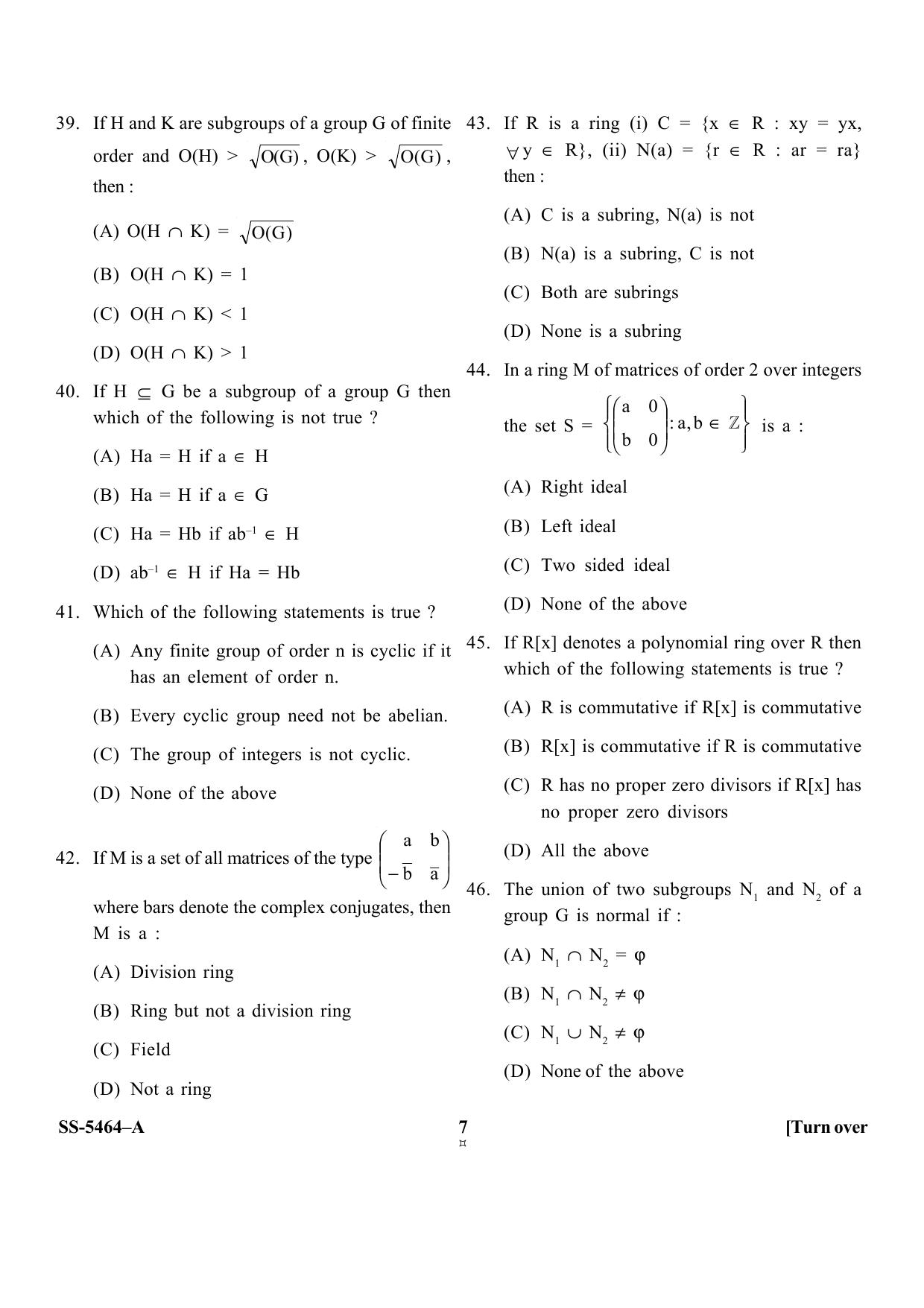 KUET 2023 M.Sc.Mathematics Question Paper - Page 27