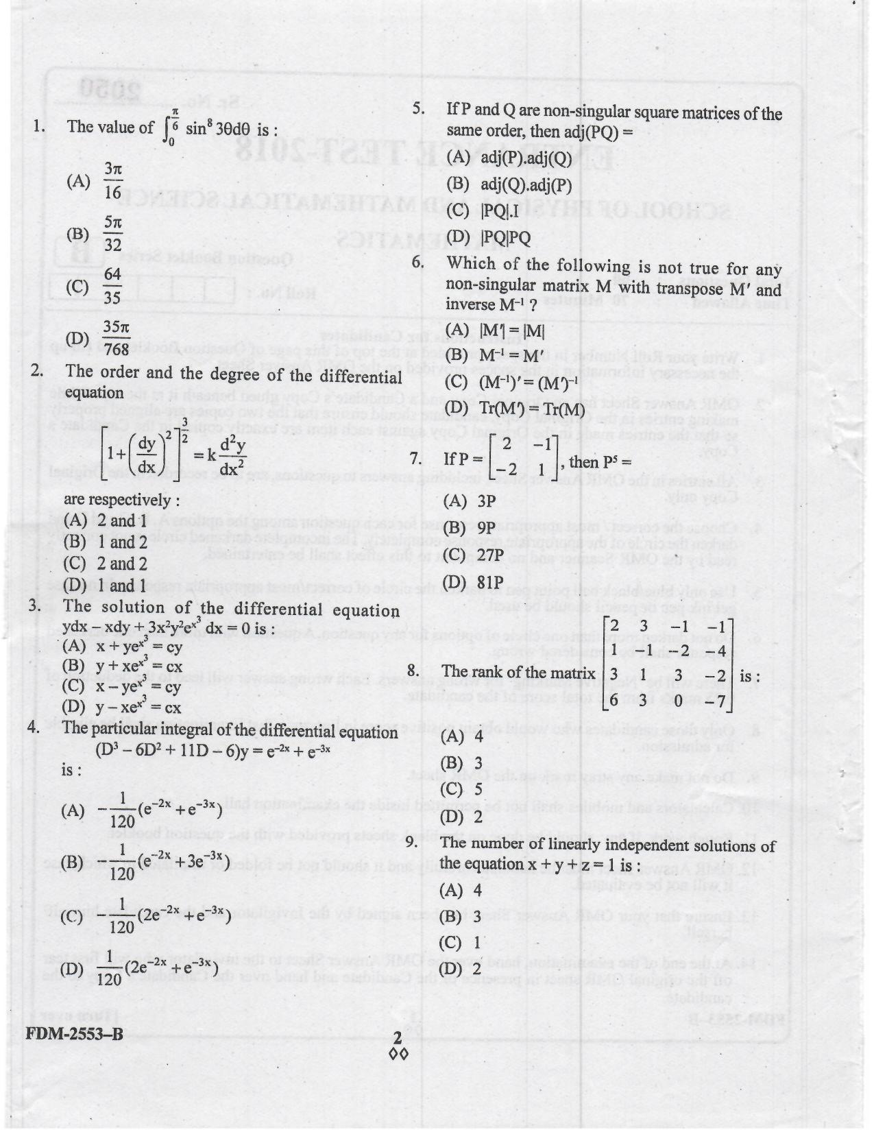 KUET 2023 M.Sc.Mathematics Question Paper - Page 46