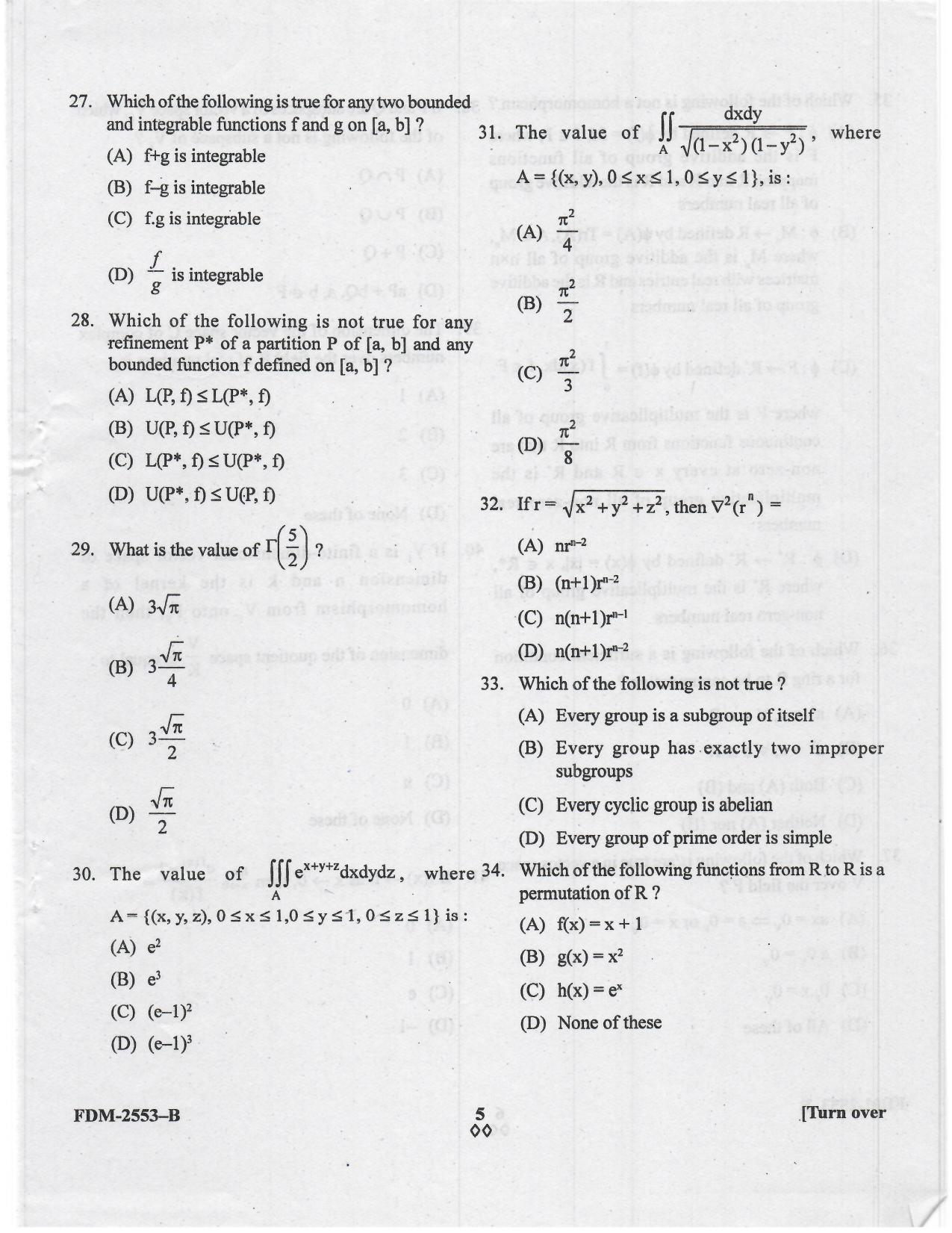 KUET 2023 M.Sc.Mathematics Question Paper - Page 49