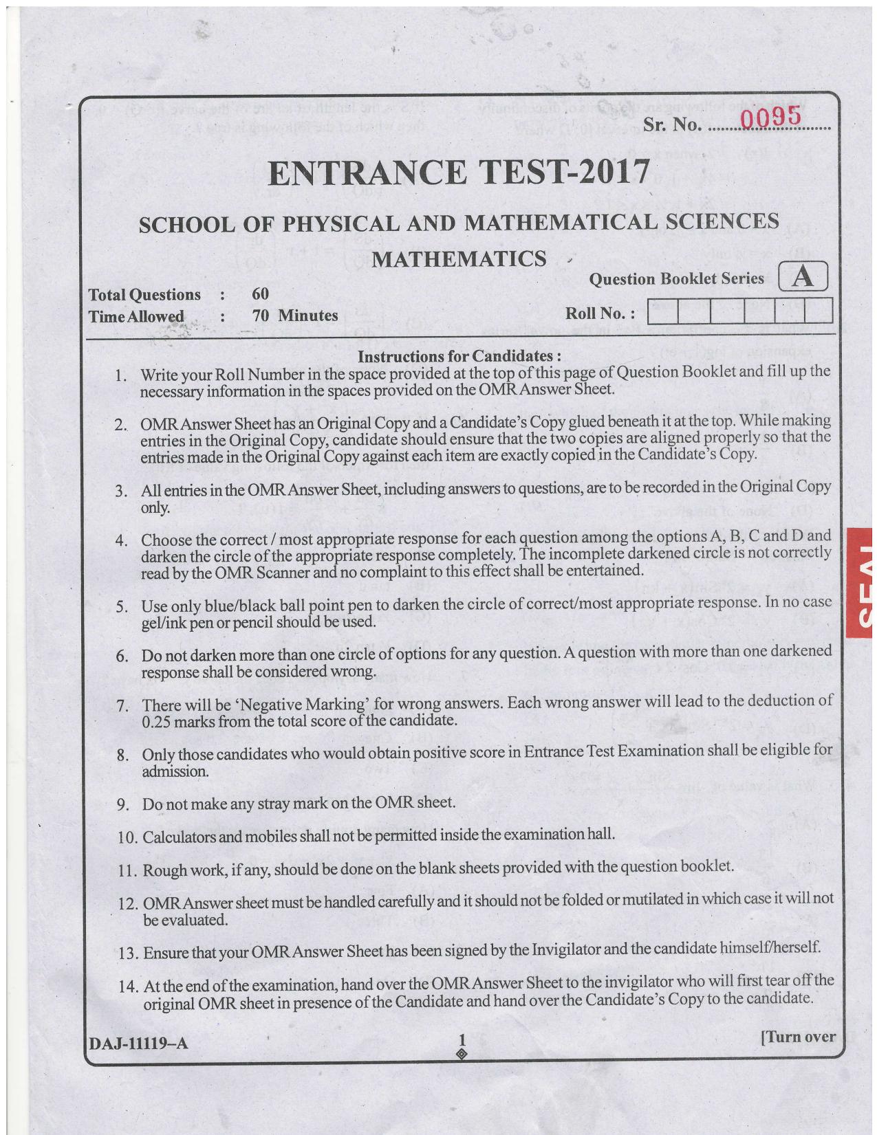 KUET 2023 M.Sc.Mathematics Question Paper - Page 54