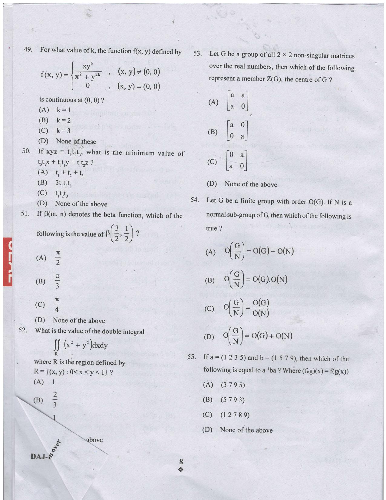KUET 2023 M.Sc.Mathematics Question Paper - Page 61