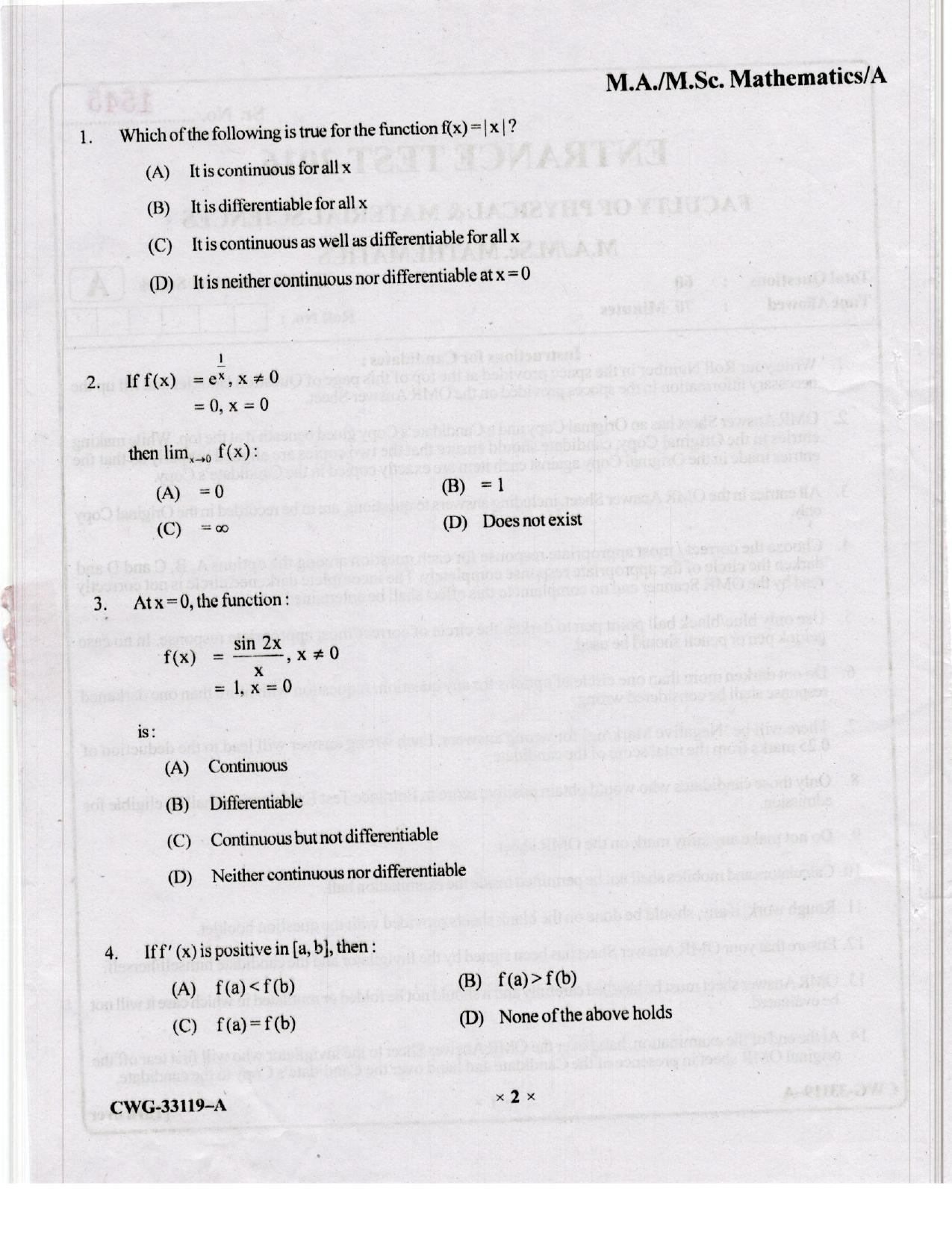 KUET 2023 M.Sc.Mathematics Question Paper - Page 64