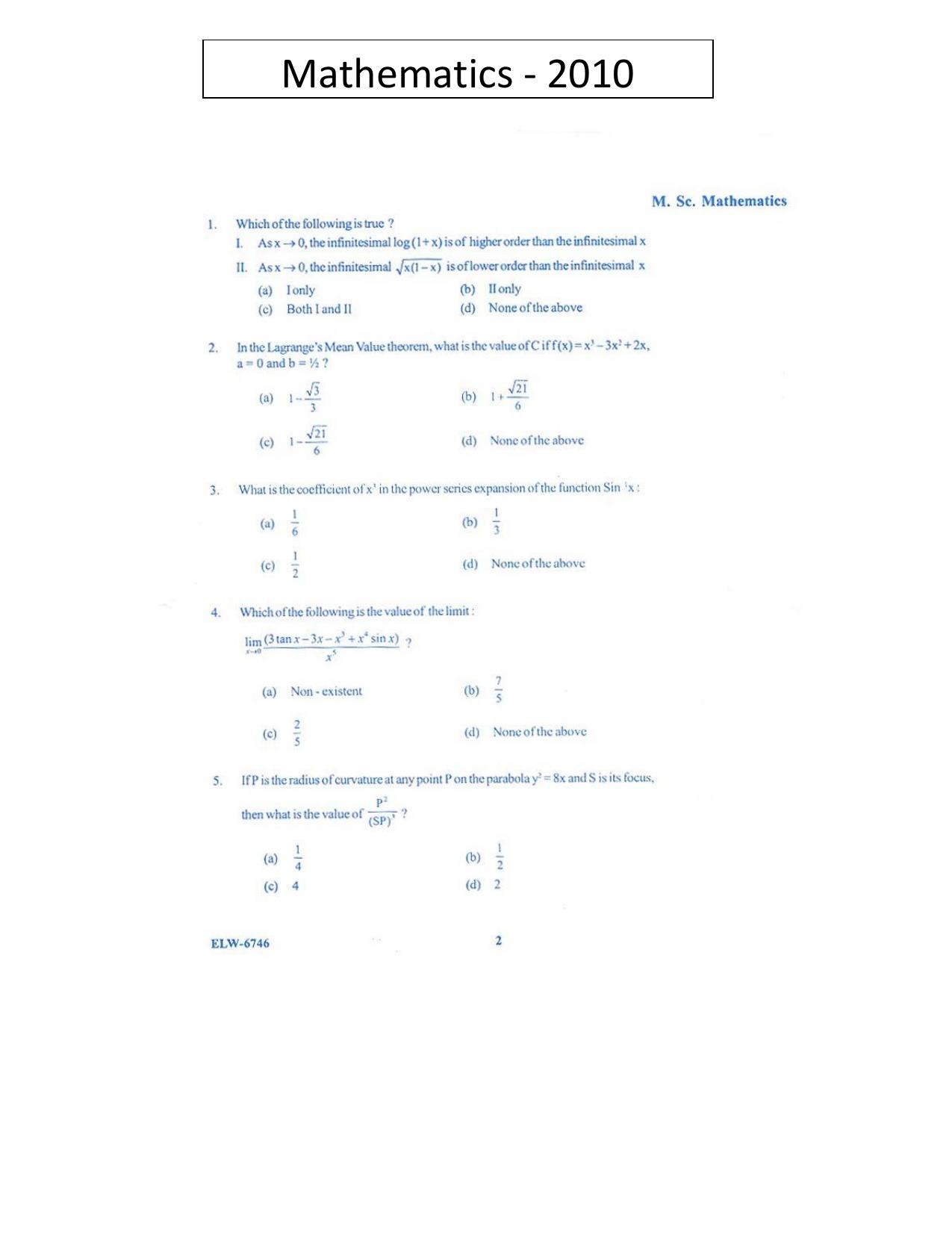 KUET 2023 M.Sc.Mathematics Question Paper - Page 98
