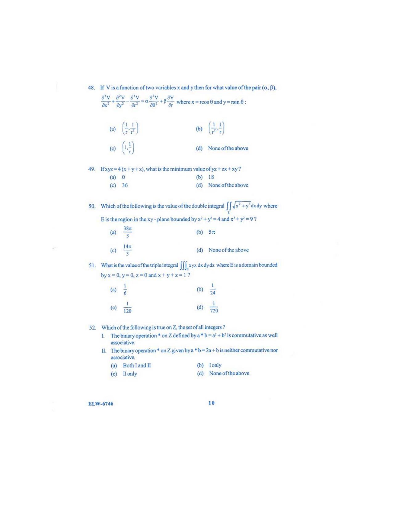 KUET 2023 M.Sc.Mathematics Question Paper - Page 106