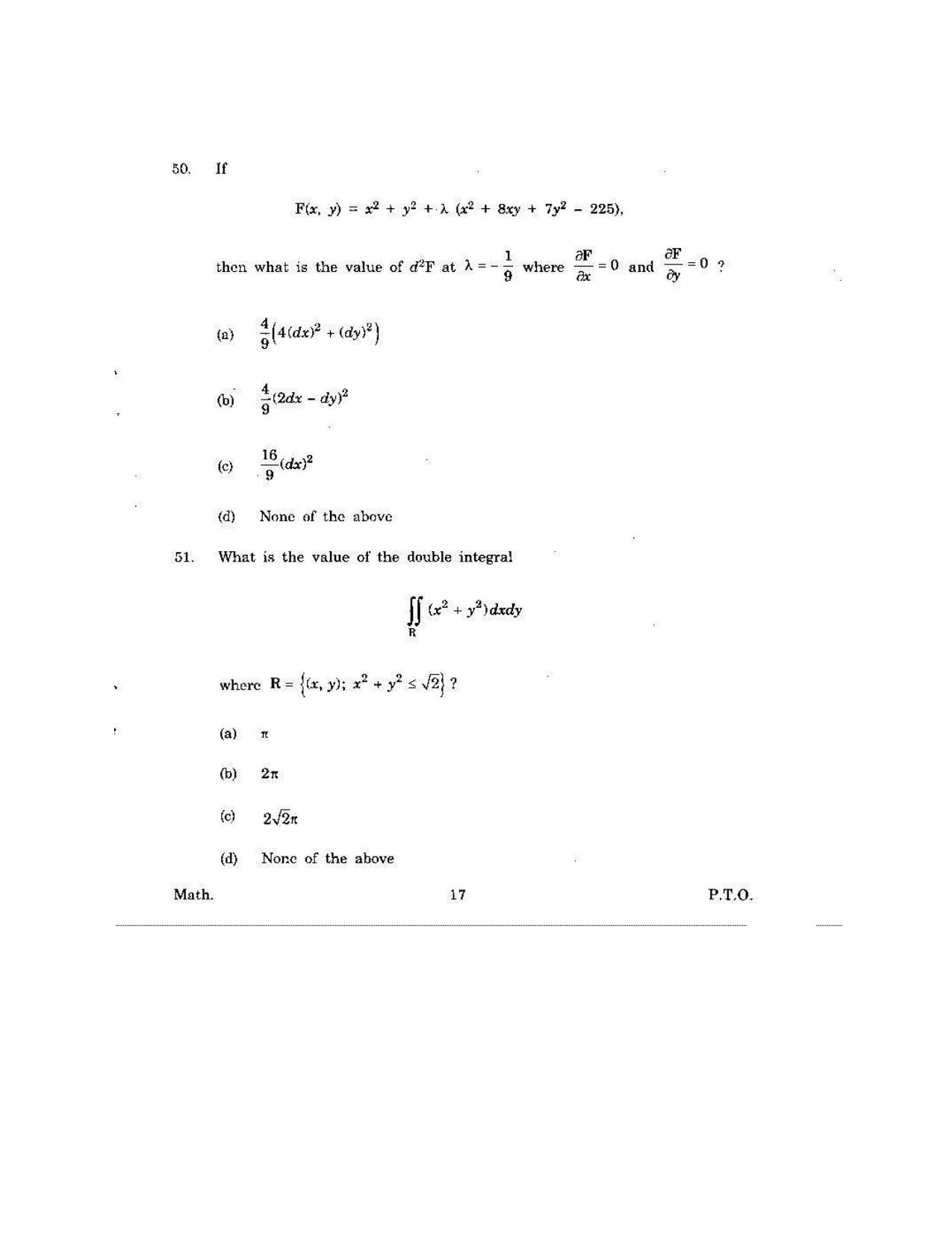 KUET 2023 M.Sc.Mathematics Question Paper - Page 125