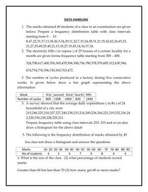 CBSE Worksheets for Class 8 Mathematics Data Handling Assignment 2