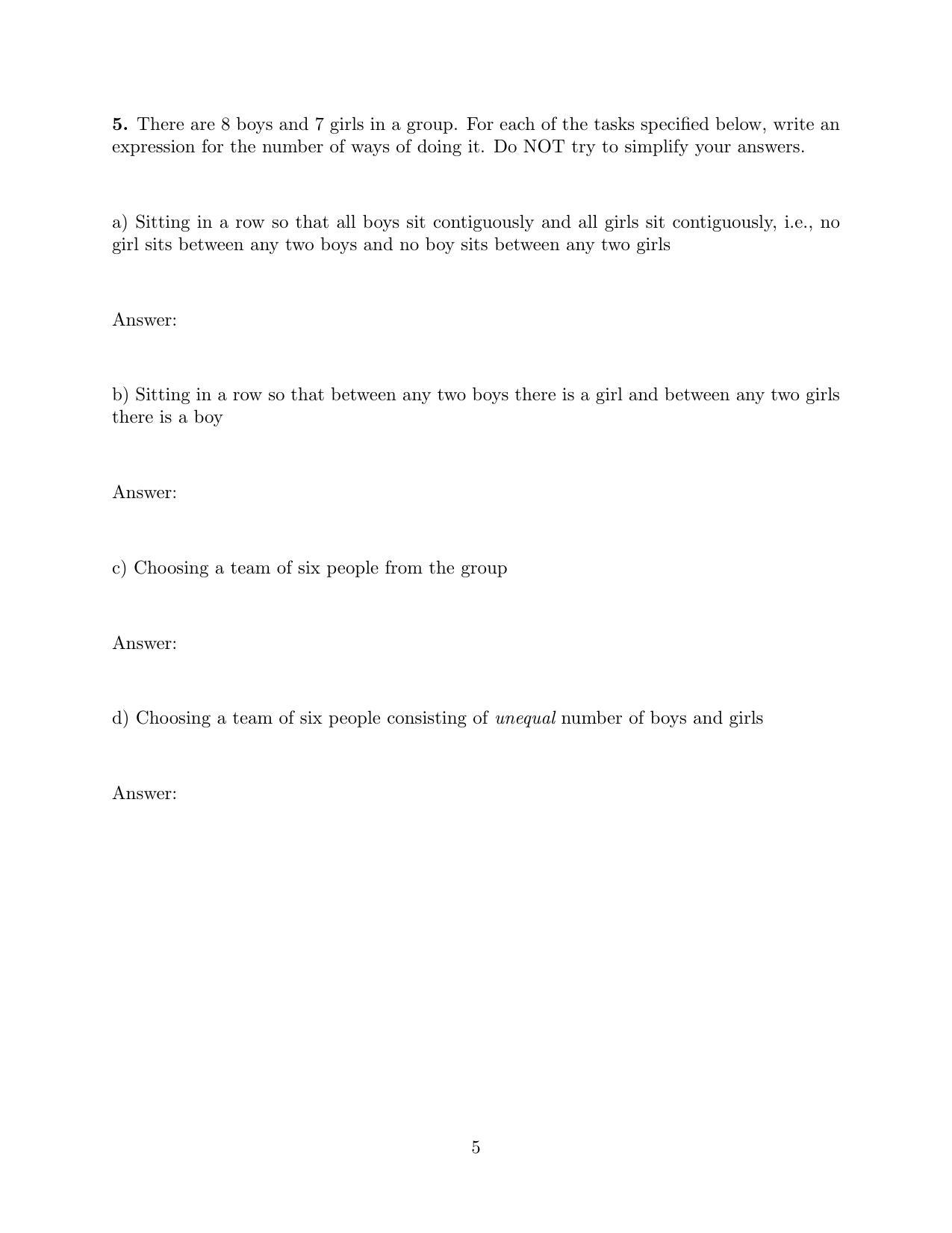 CMI Entrance Exam 2013 Question Paper B.Sc (Hons.) Mathematics and Computer Science - Page 5