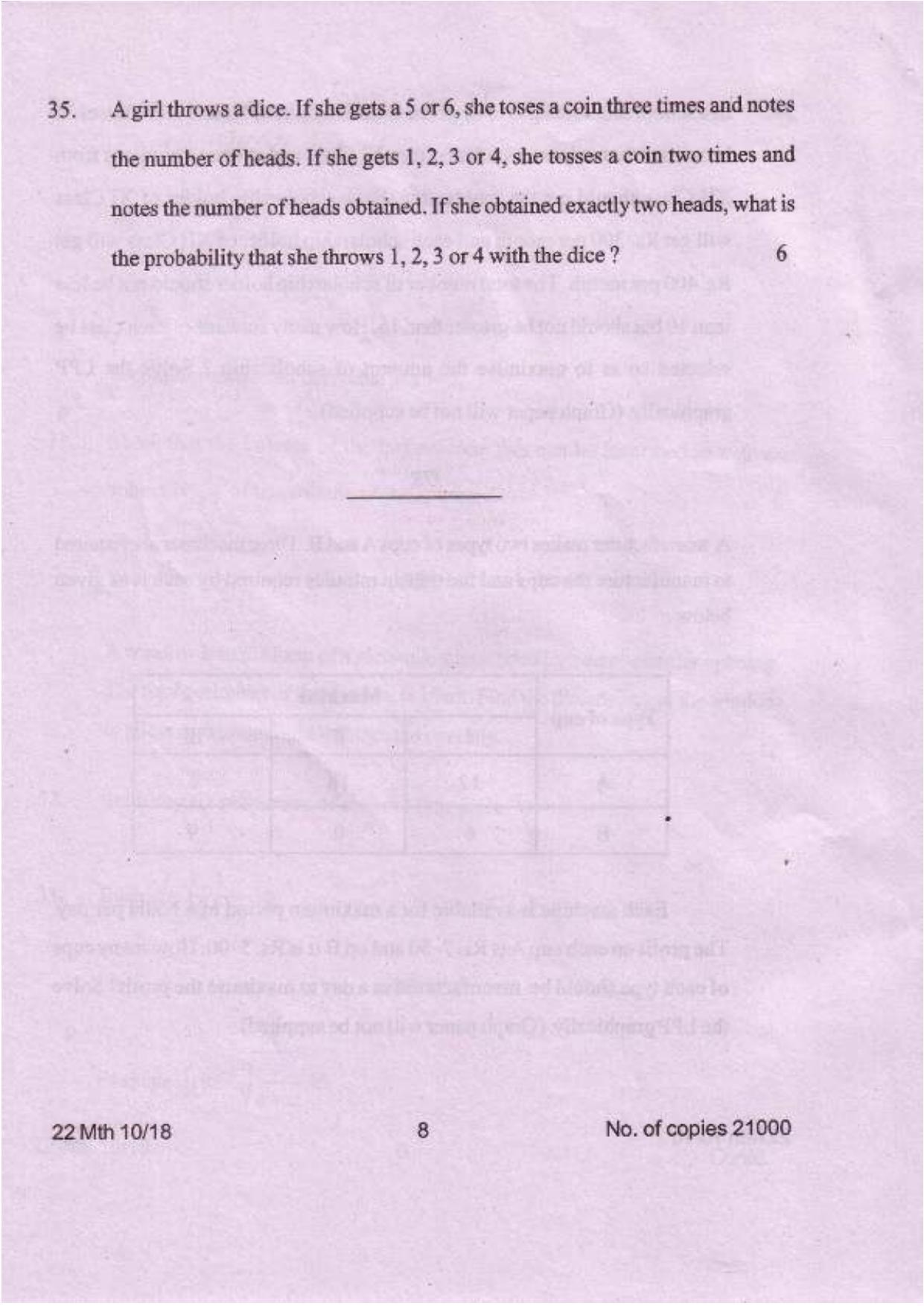 COHSEM Class 12 Mathematics 2018 Question Papers - Page 8