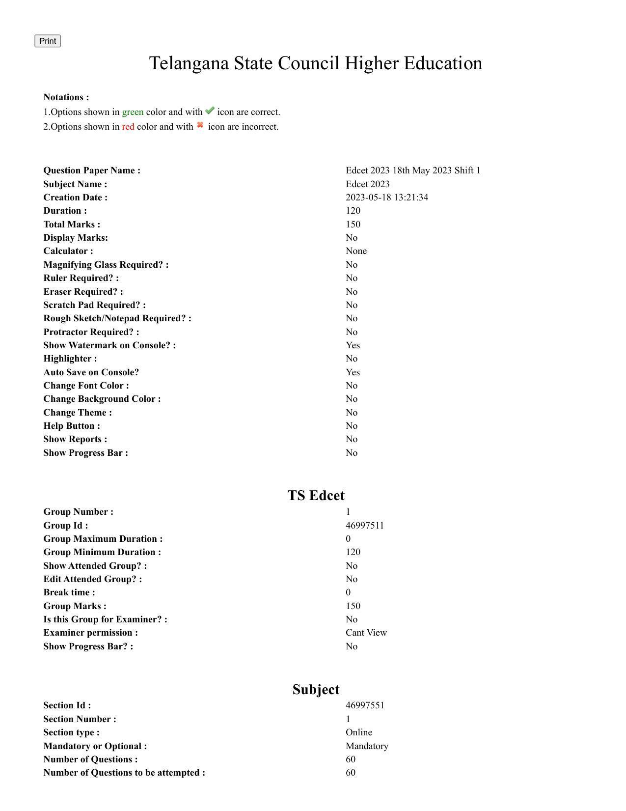 TS EDCET: 18th May 2023 Shift 1 Question Paper and Answer Key - Page 1