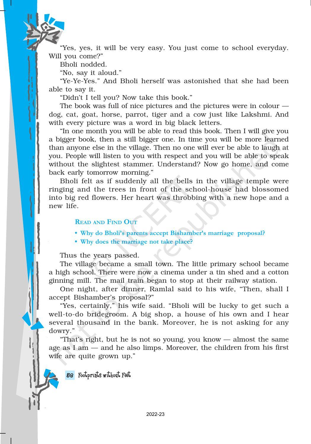 NCERT Book for Class 10 English Footprints Without Feet Chapter 9 Bholi - Page 5
