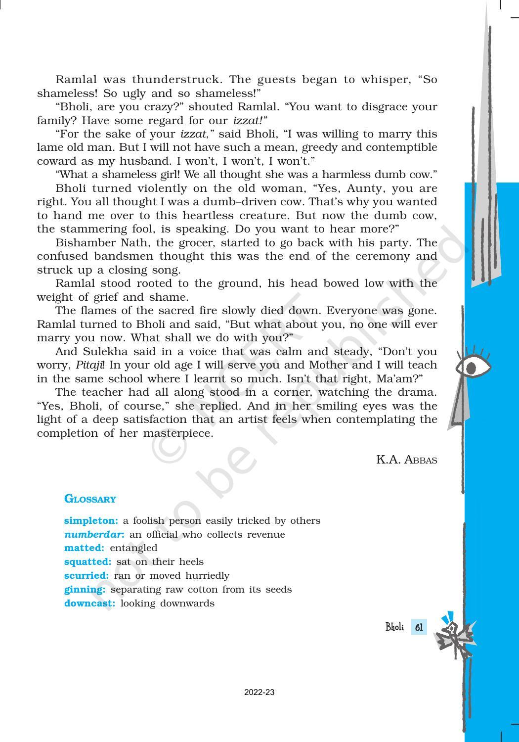 NCERT Book for Class 10 English Footprints Without Feet Chapter 9 Bholi - Page 8