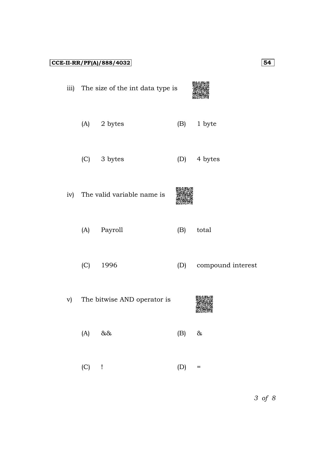 Karnataka SSLC JTS Subject (Programming In Ansi 'C'-54E) Exam 2 Question Paper 2024 (A Version) - Page 3