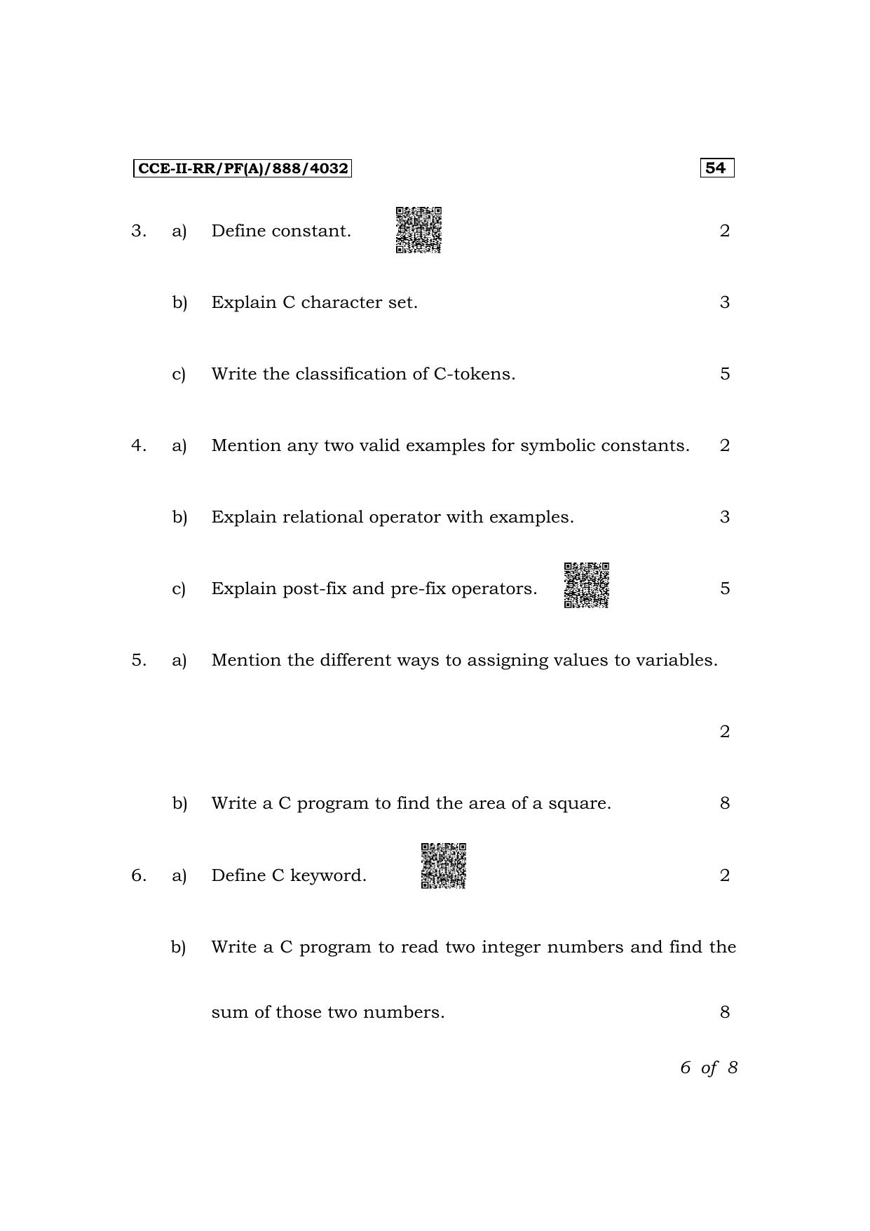 Karnataka SSLC JTS Subject (Programming In Ansi 'C'-54E) Exam 2 Question Paper 2024 (A Version) - Page 6