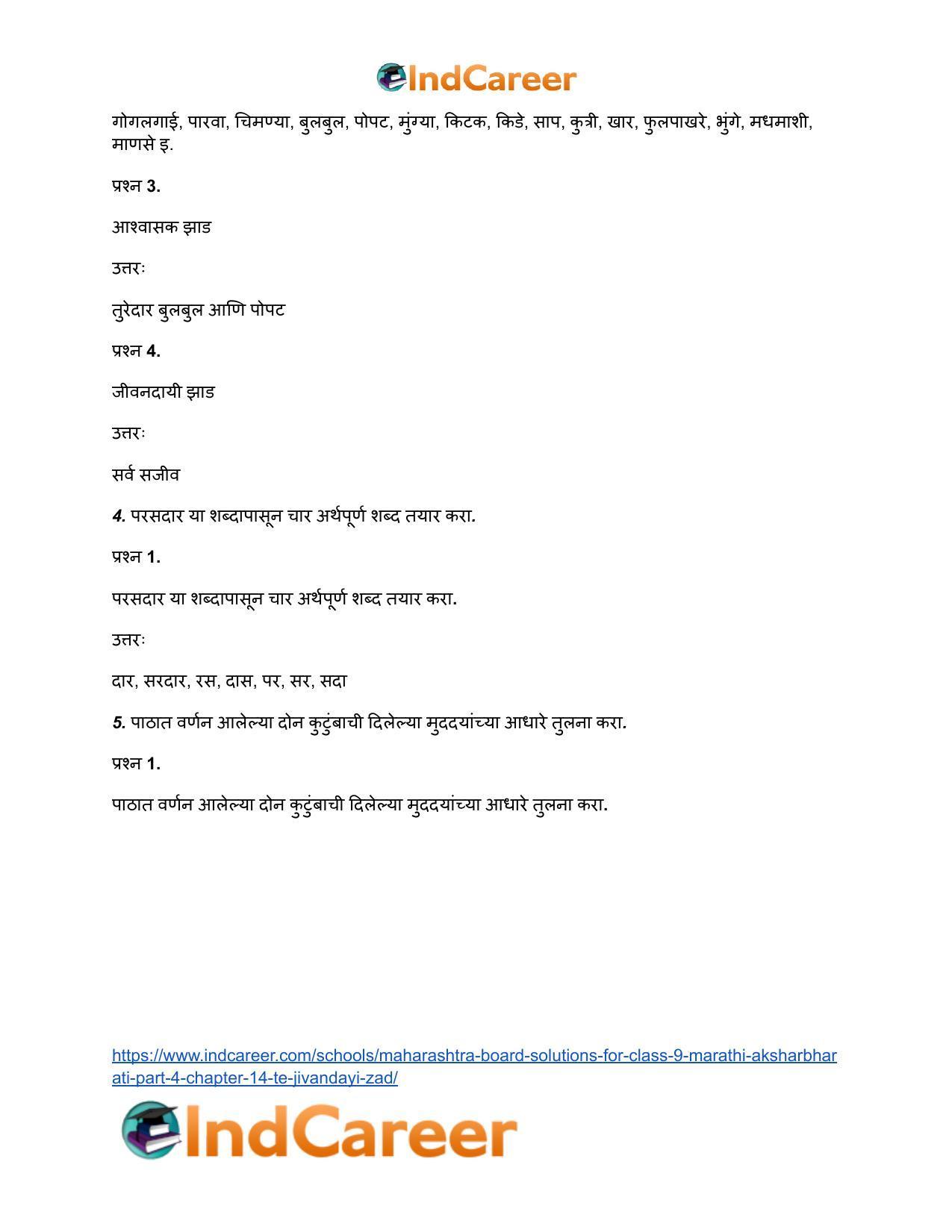 Maharashtra Board Solutions for Class 9- Marathi Aksharbharati (Part- 4): Chapter 14- ते जीवनदायी झाड - Page 4