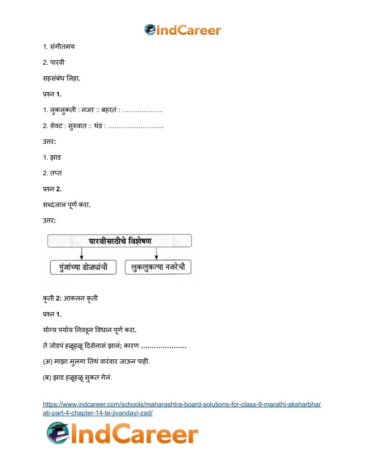 Maharashtra Board Solutions for Class 9- Marathi Aksharbharati (Part- 4): Chapter 14- ते जीवनदायी झाड - Page 30