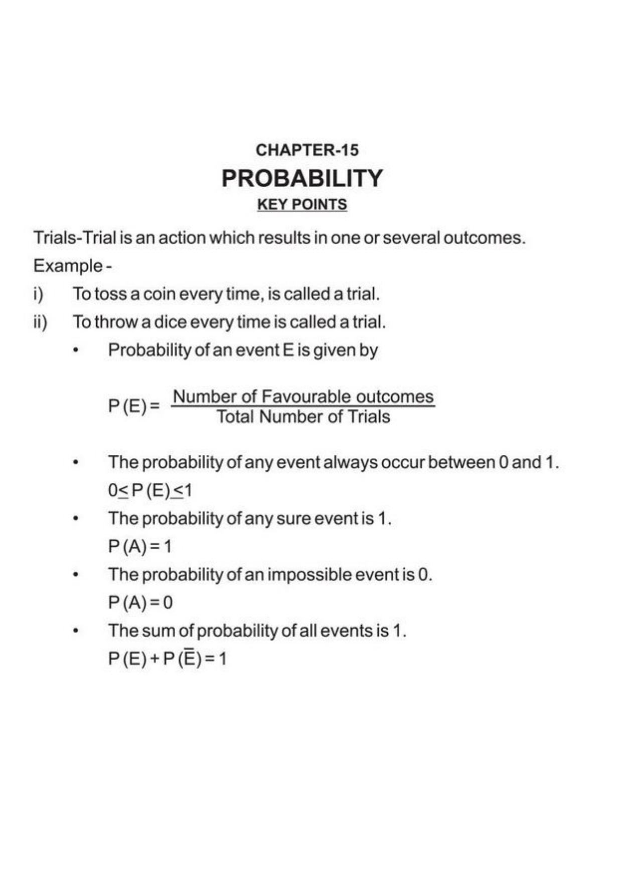 Class 9 Notes, Question & Practice Paper - Mathematics (Topic 15 : Probability) - Page 2
