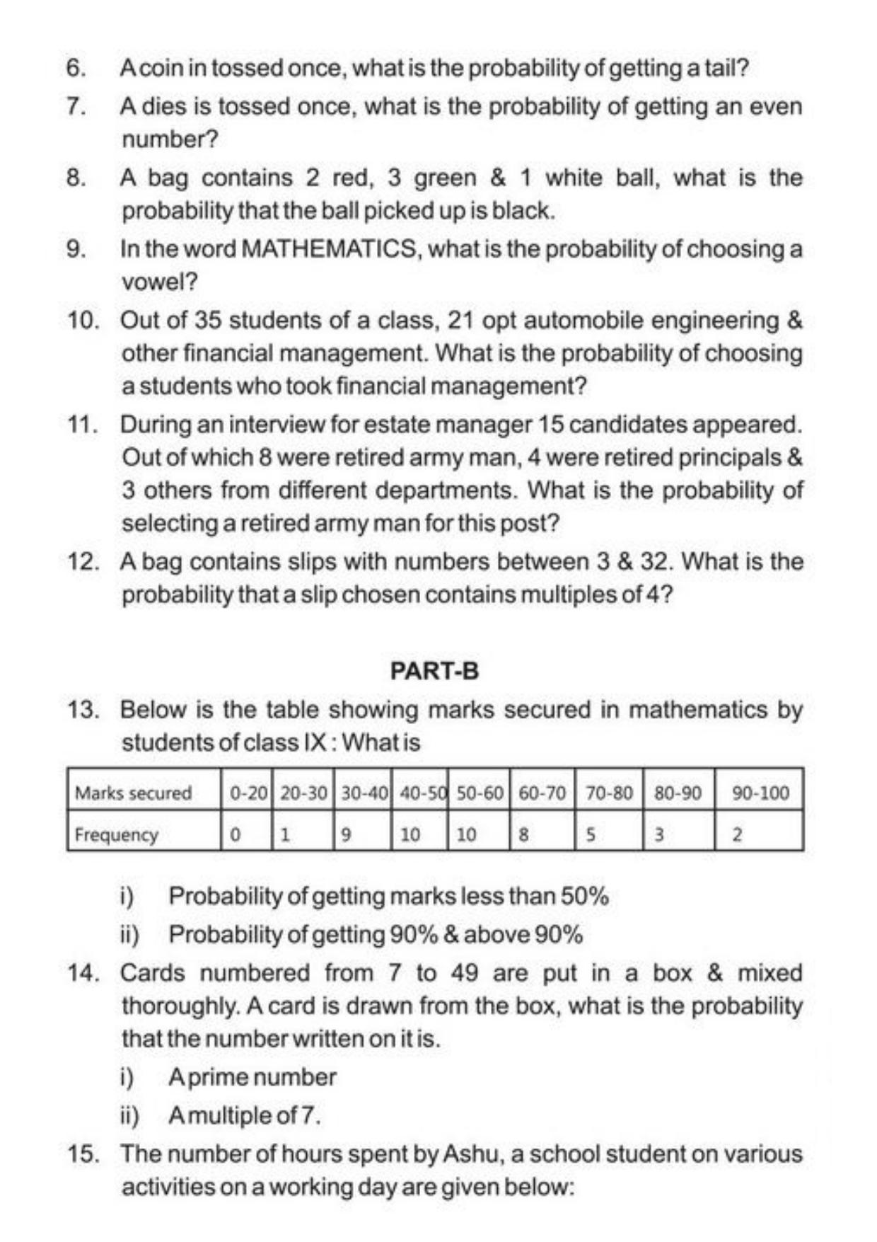 Class 9 Notes, Question & Practice Paper - Mathematics (Topic 15 : Probability) - Page 5