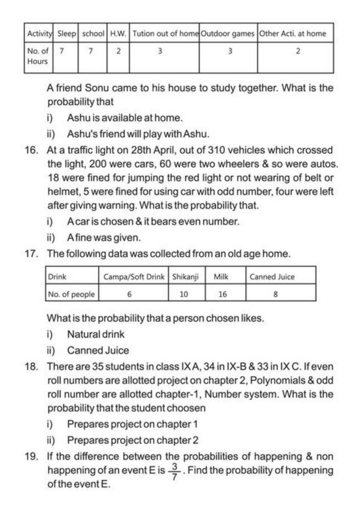 Class 9 Notes, Question & Practice Paper - Mathematics (Topic 15 : Probability) - Page 6