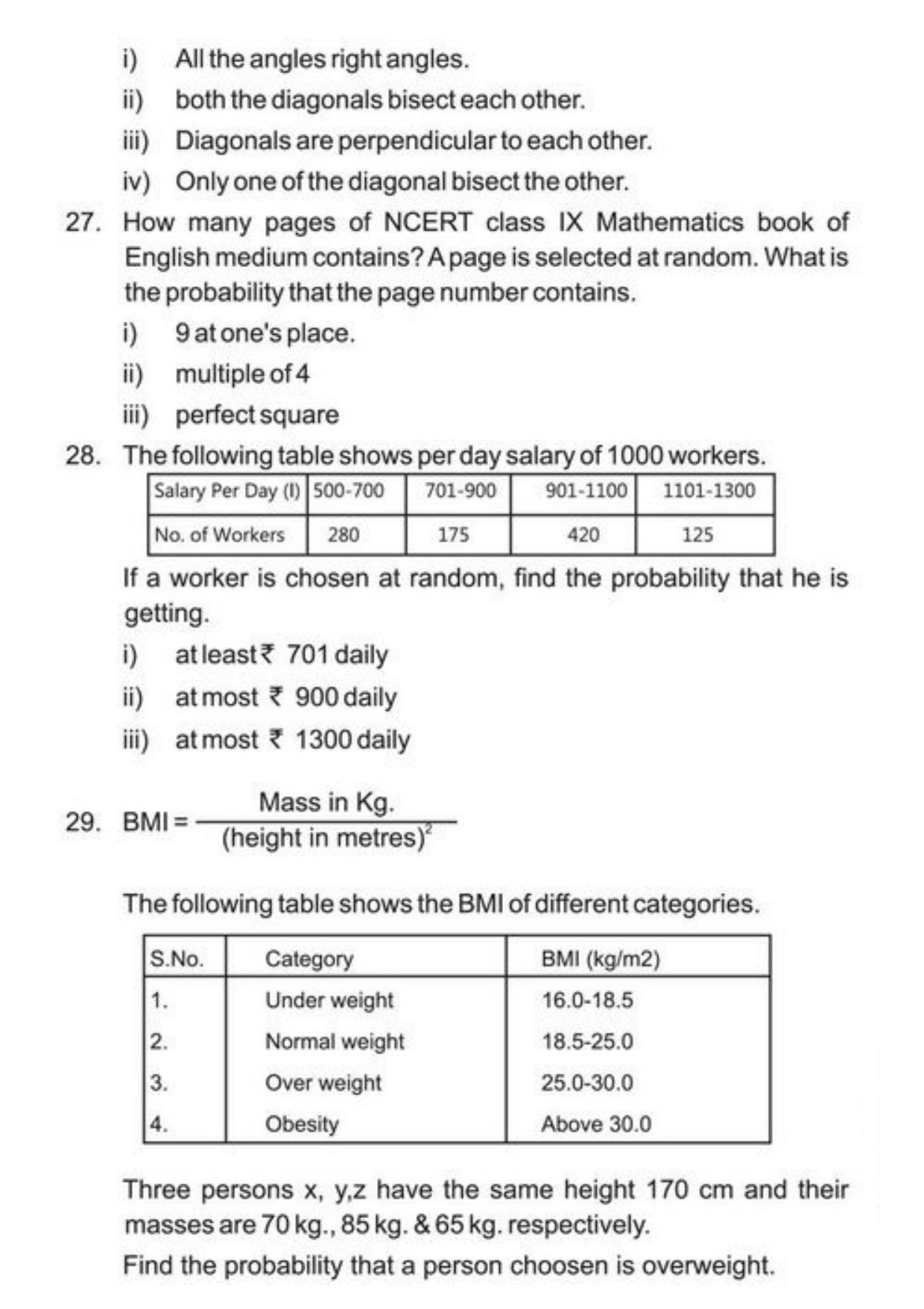Class 9 Notes, Question & Practice Paper - Mathematics (Topic 15 : Probability) - Page 9