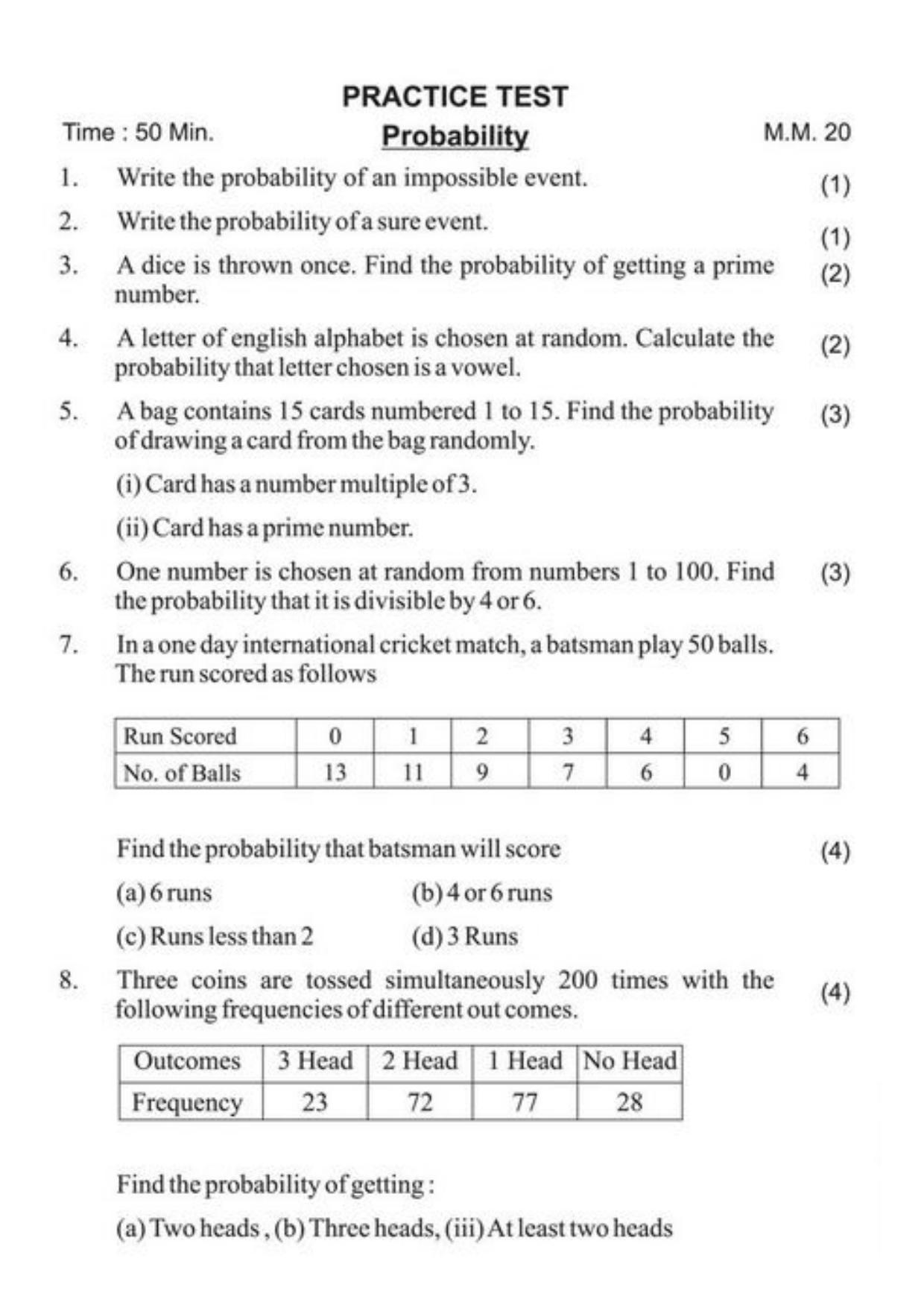 Class 9 Notes, Question & Practice Paper - Mathematics (Topic 15 : Probability) - Page 13