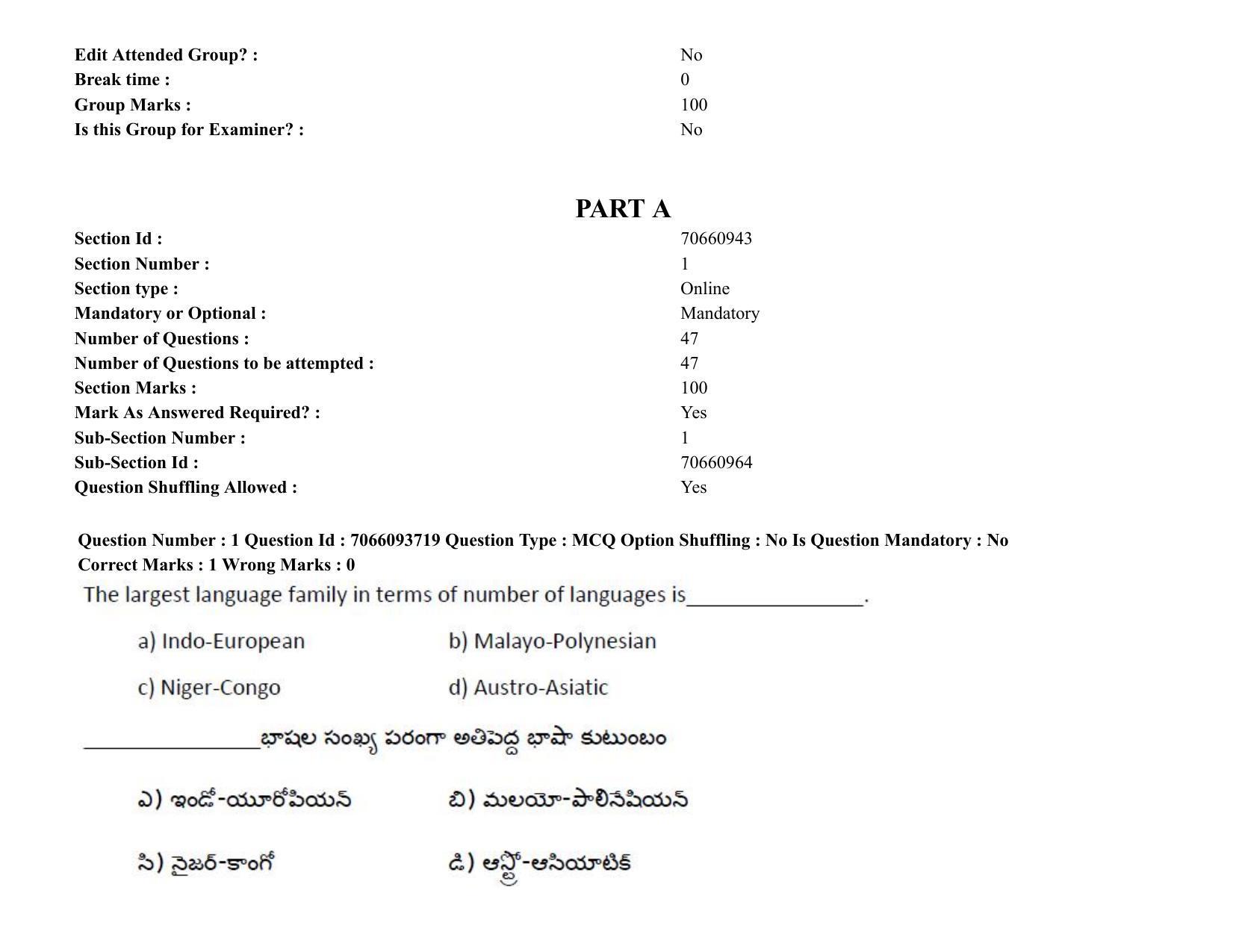 TS CPGET 2020 M.A. Linguistics (Shift 1) Question Paper with Answer Key - Page 2