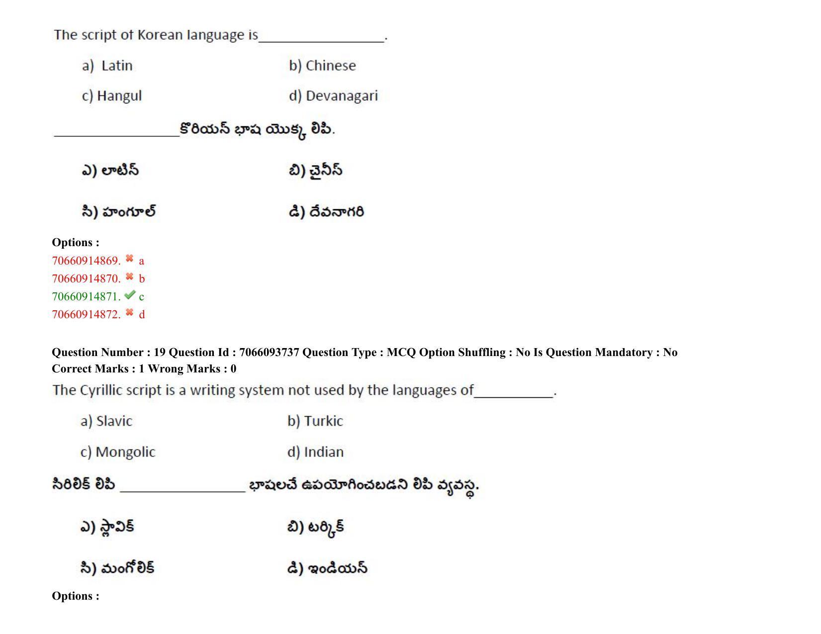 TS CPGET 2020 M.A. Linguistics (Shift 1) Question Paper with Answer Key - Page 14