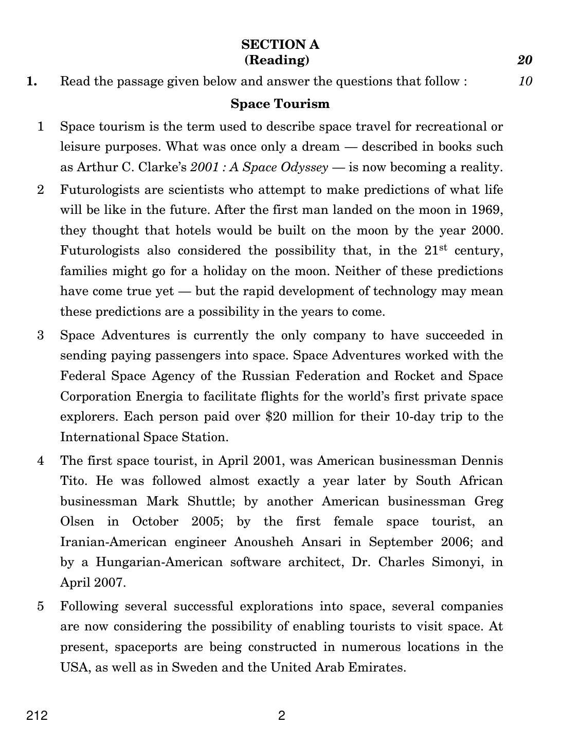CBSE Class 12 212 English Elelctive (C) 2019 Question Paper - Page 2