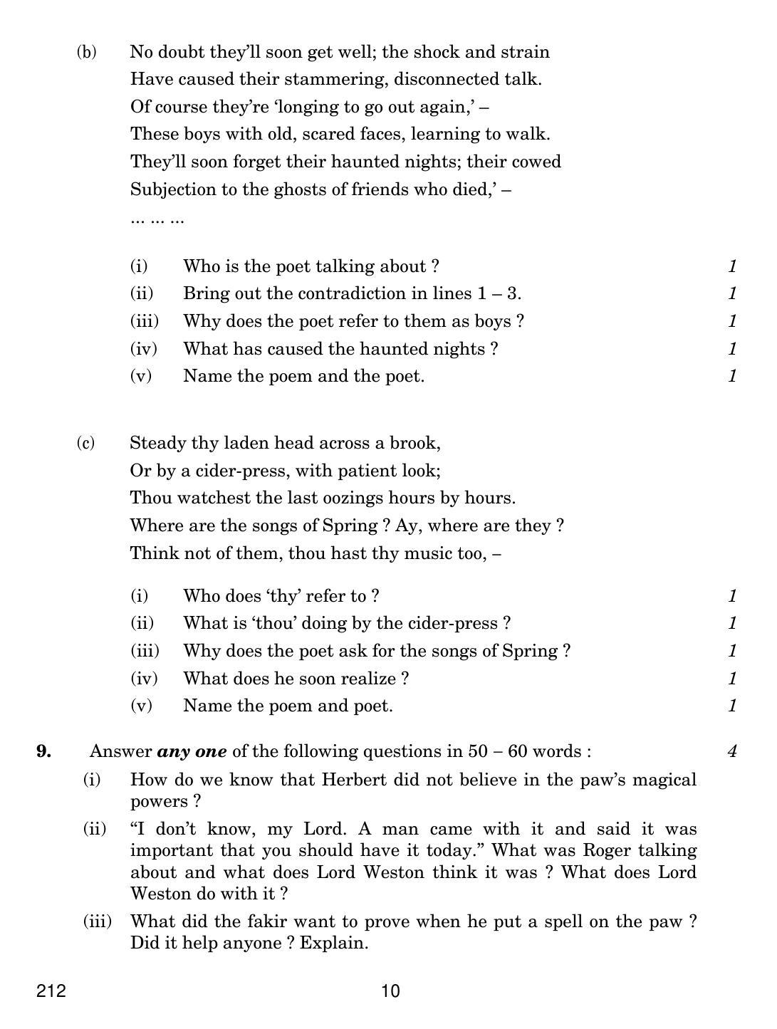 CBSE Class 12 212 English Elelctive (C) 2019 Question Paper - Page 10