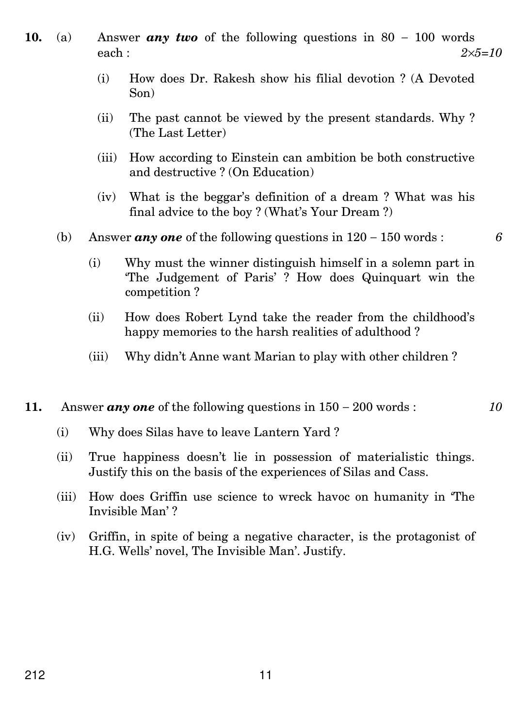 CBSE Class 12 212 English Elelctive (C) 2019 Question Paper - Page 11