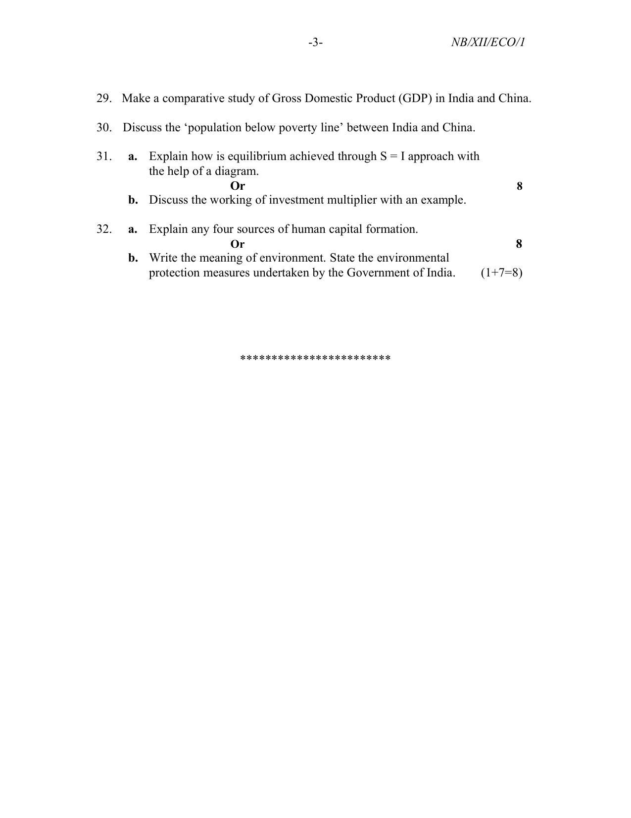 Nagaland Board Class 12 Economics 2022 Question Paper - Page 3