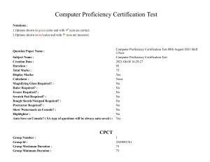 MP CPCT 08 August 2021 Question Paper English Shift 2