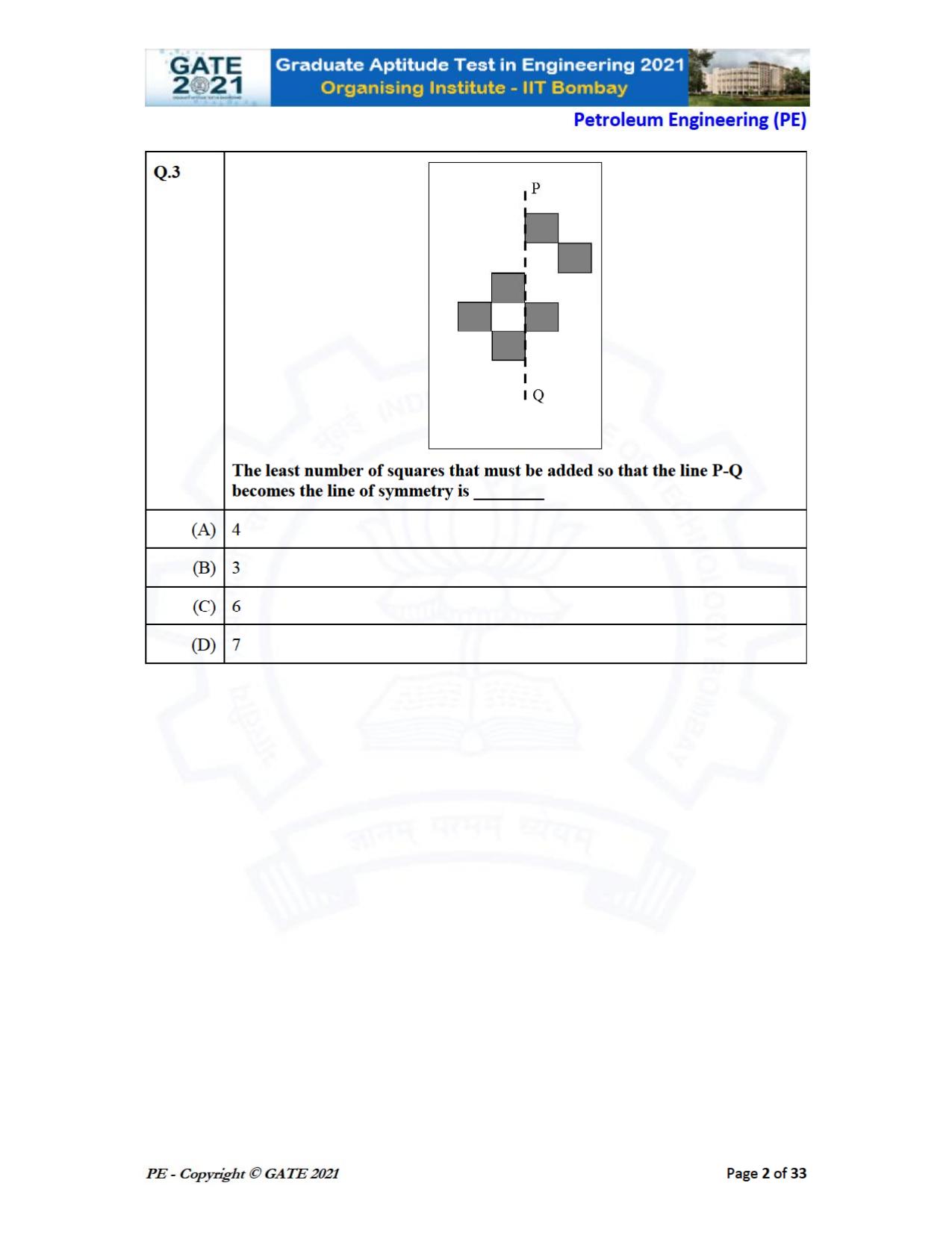 GATE 2021 Petroleum Engineering (PE) Question Paper - Page 2