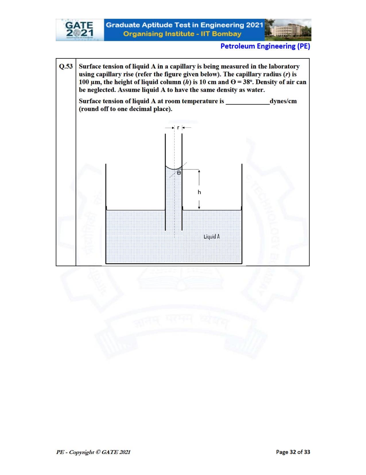 GATE 2021 Petroleum Engineering (PE) Question Paper - Page 32