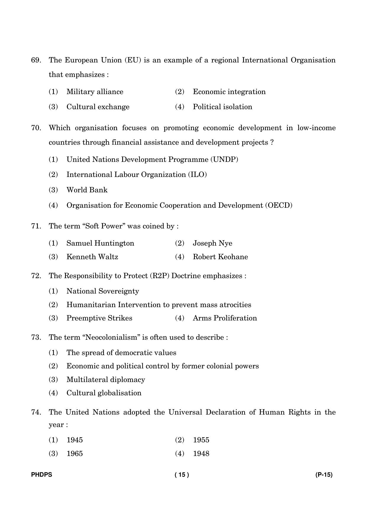IGNOU PhD Entrance Test Ph. D. (Political Science) Entrance Test, July, 2023 Question Paper - Page 16