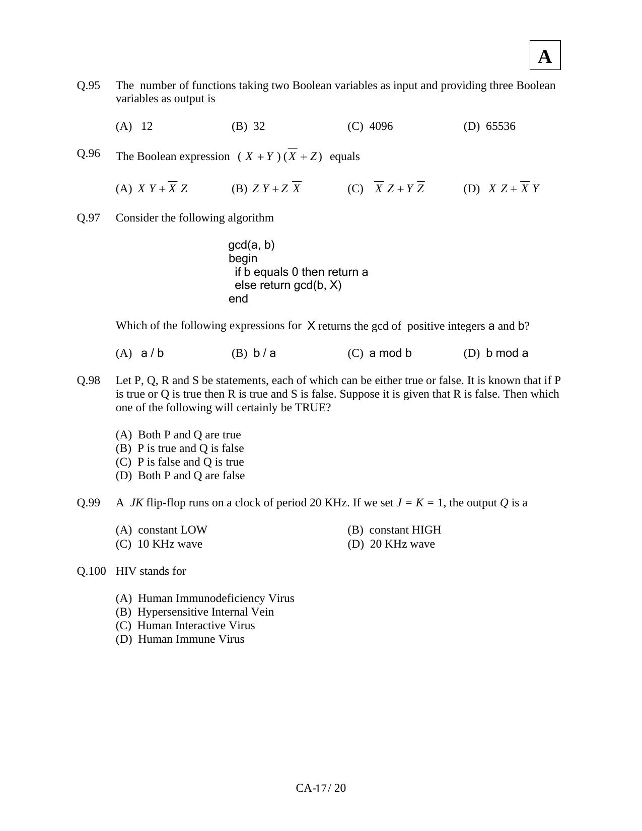 JAM 2011: CA Question Paper - Page 19