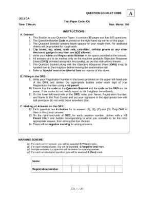 JAM 2011: CA Question Paper