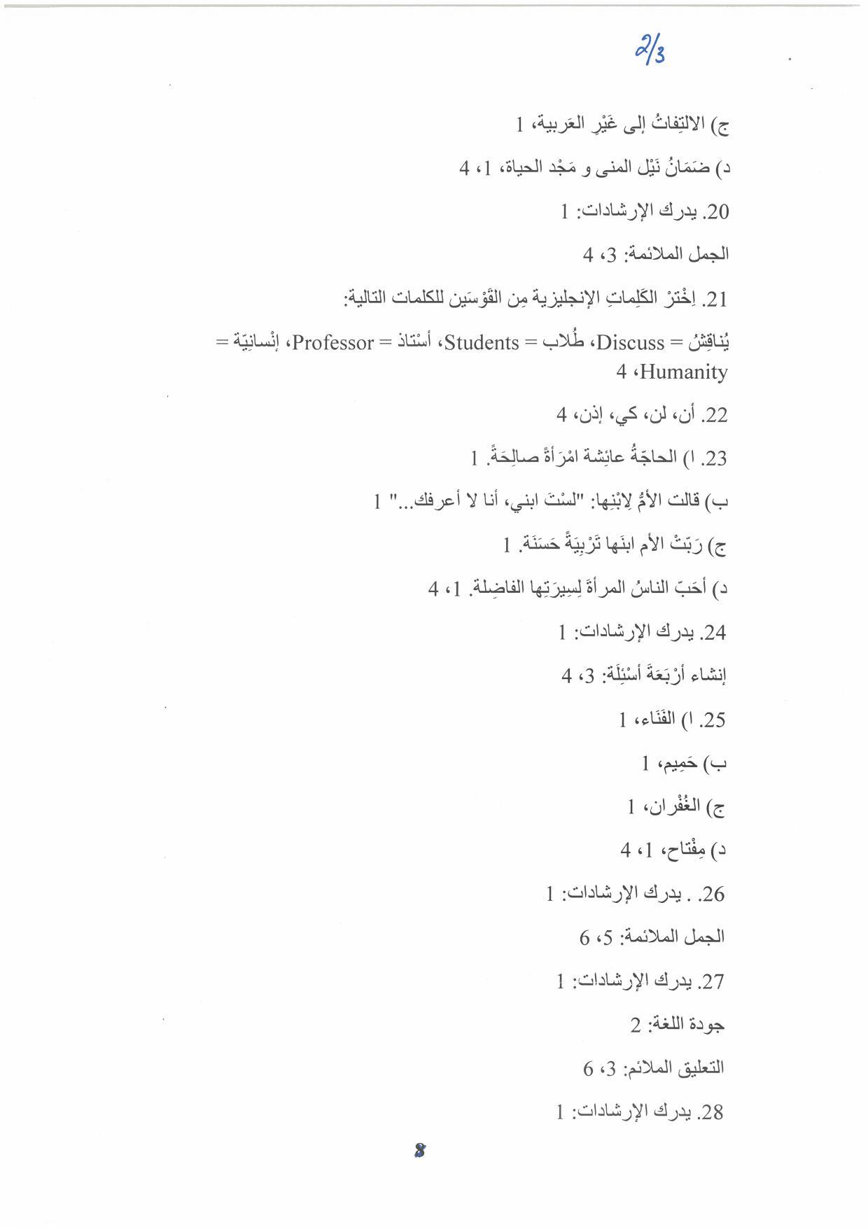Kerala Plus Two (Class 12th) Answer Key 2022 - Arabic Optional - Page 2