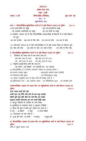 PSEB 12th Hindi Elective Model Paper 2024