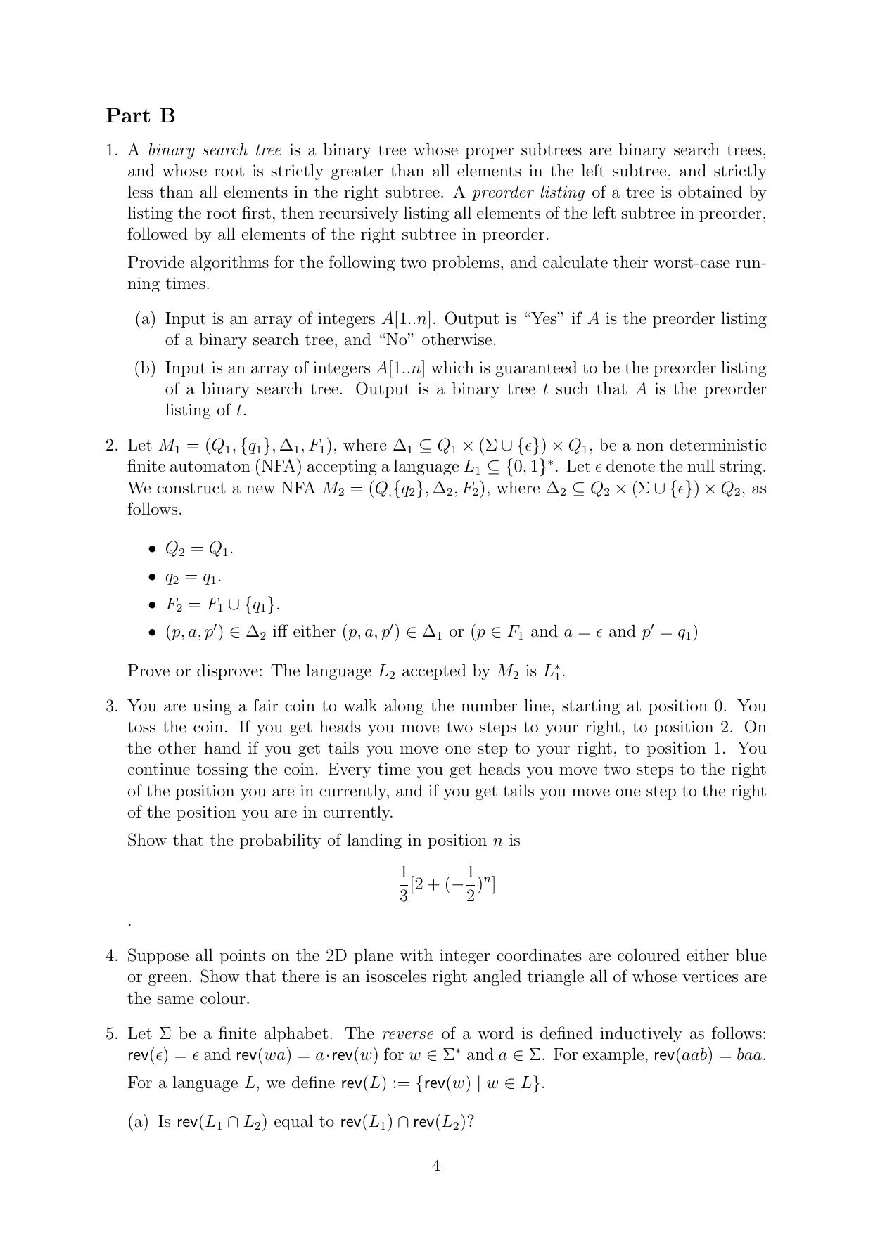 MSc/Ph.D. Computer Science 2024 Question Paper - Page 4