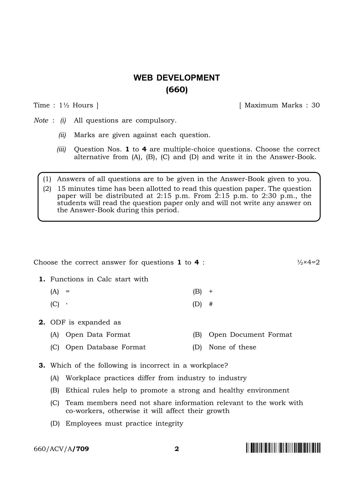 NIOS 2024 Class 12 Web Development Question Paper - Page 2