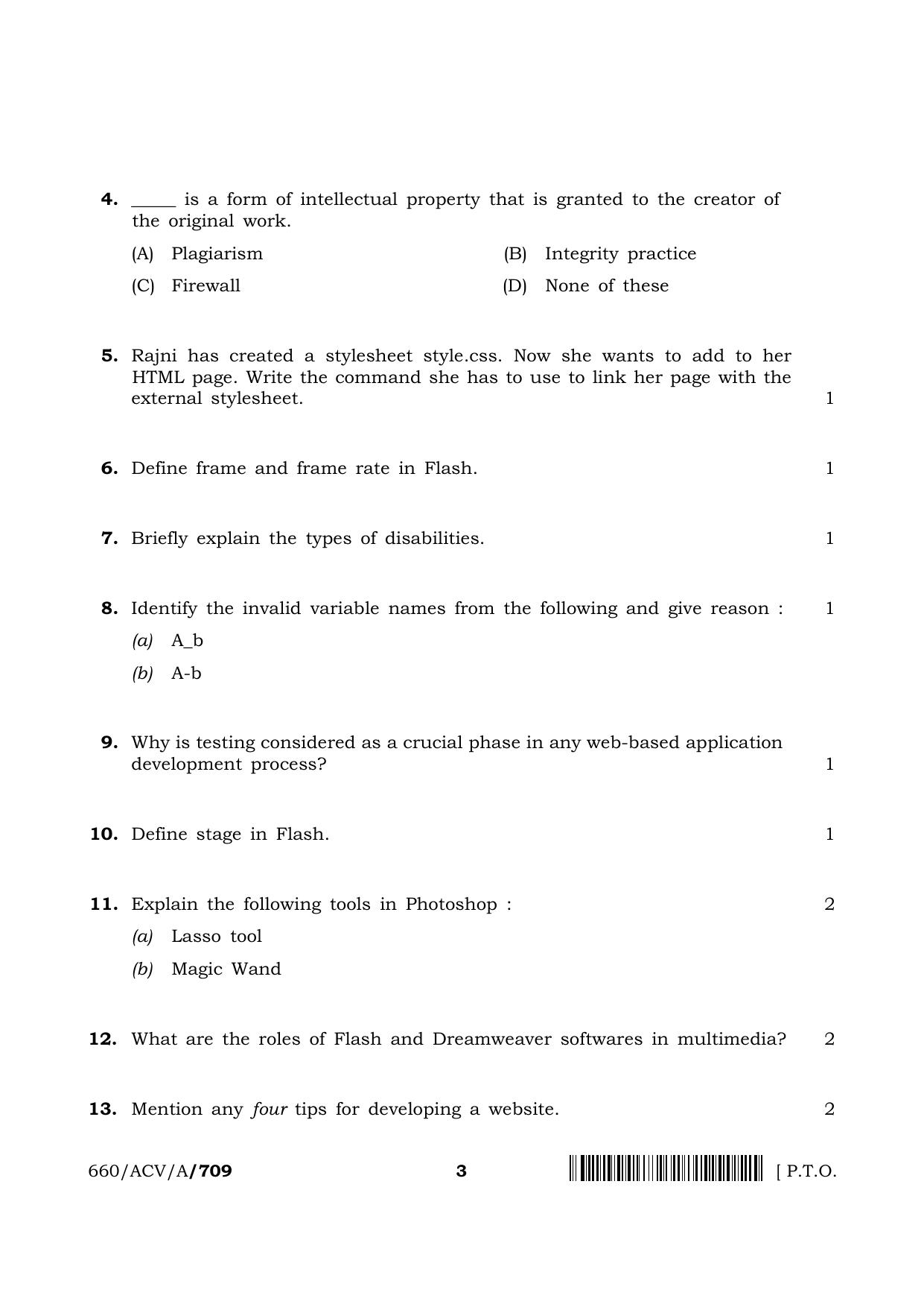 NIOS 2024 Class 12 Web Development Question Paper - Page 3