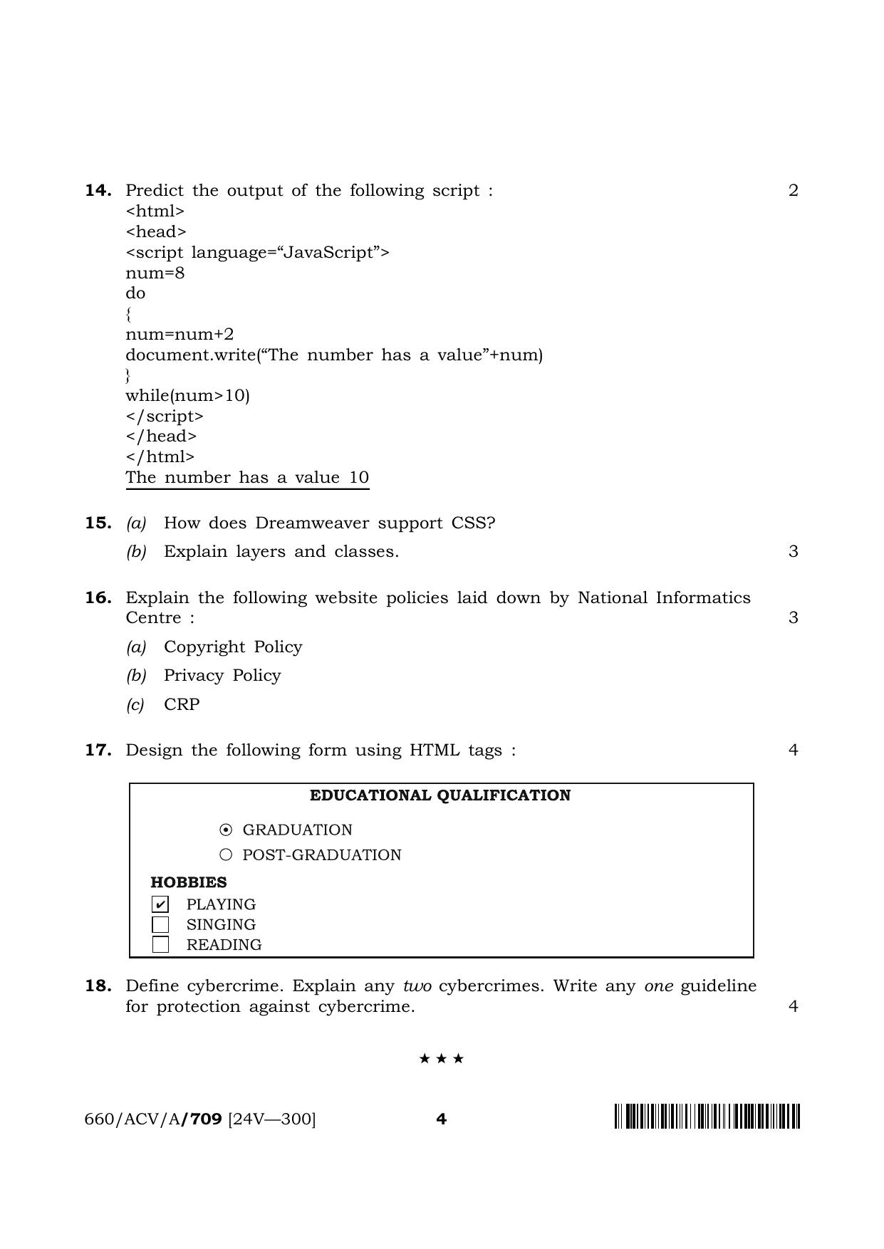 NIOS 2024 Class 12 Web Development Question Paper - Page 4