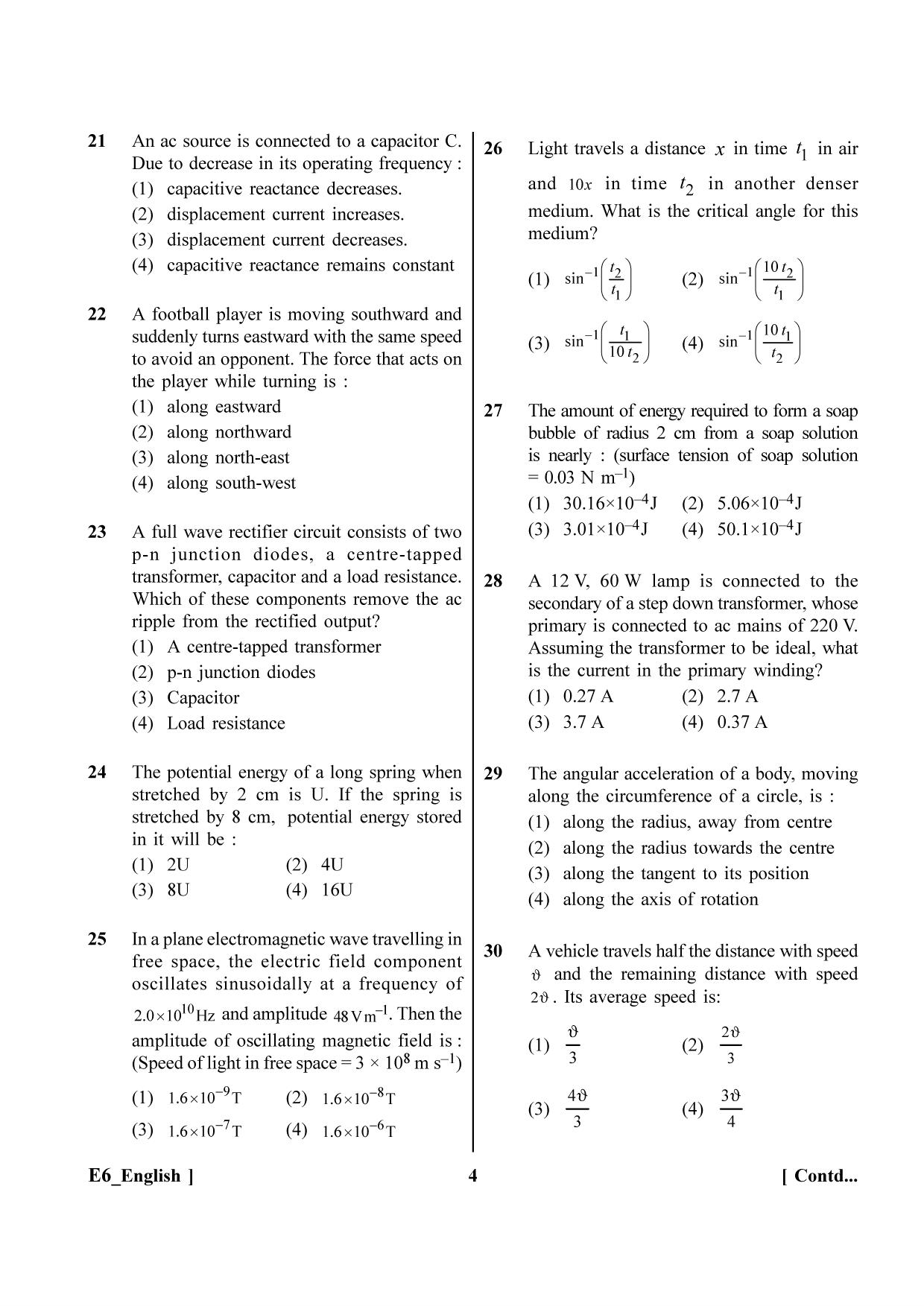 NEET 2023 E6 Question Paper - Page 4