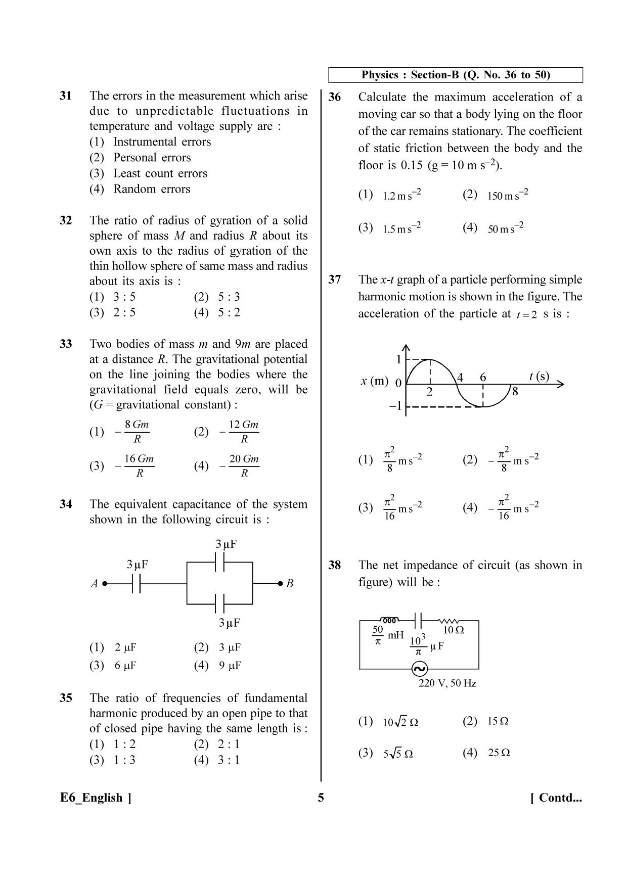 NEET 2023 E6 Question Paper - Page 5