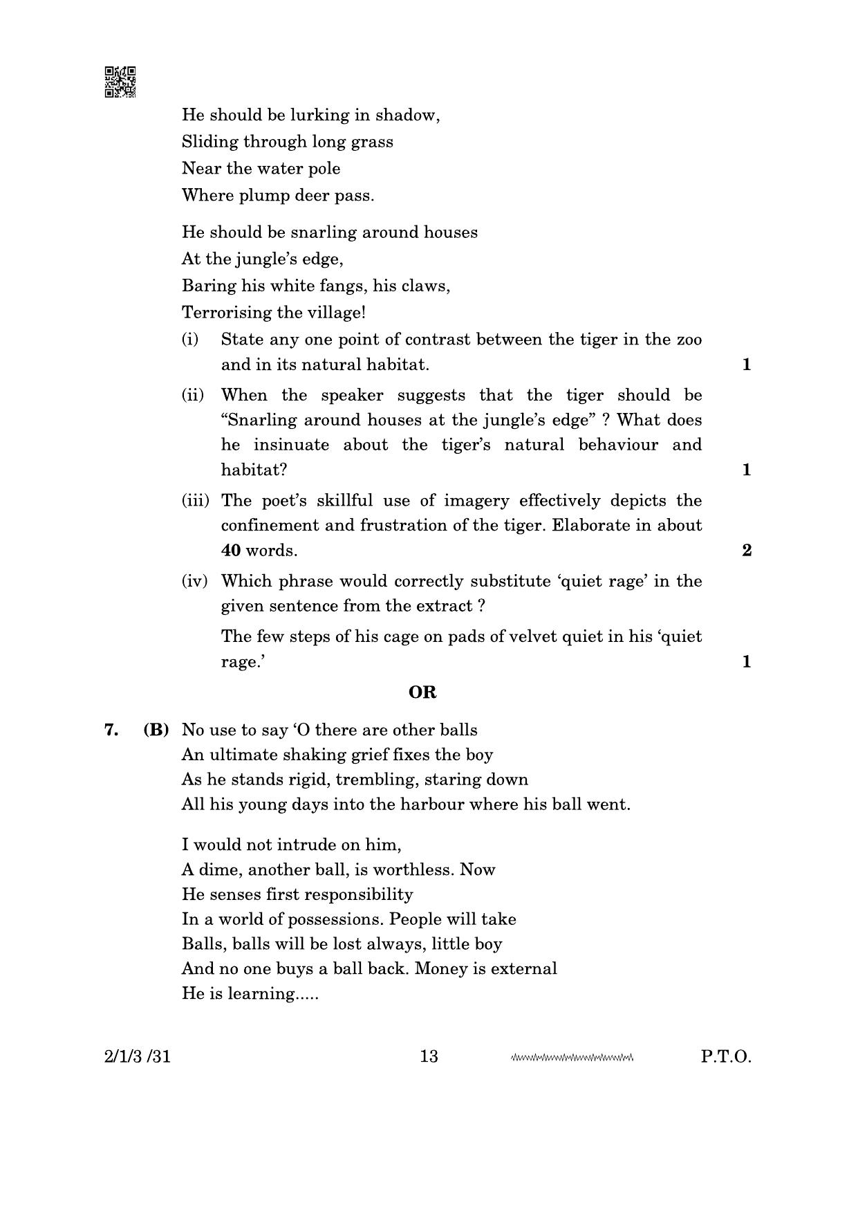 CBSE Class 10 2-1-3 English Literature 2024 Question Paper - Page 13