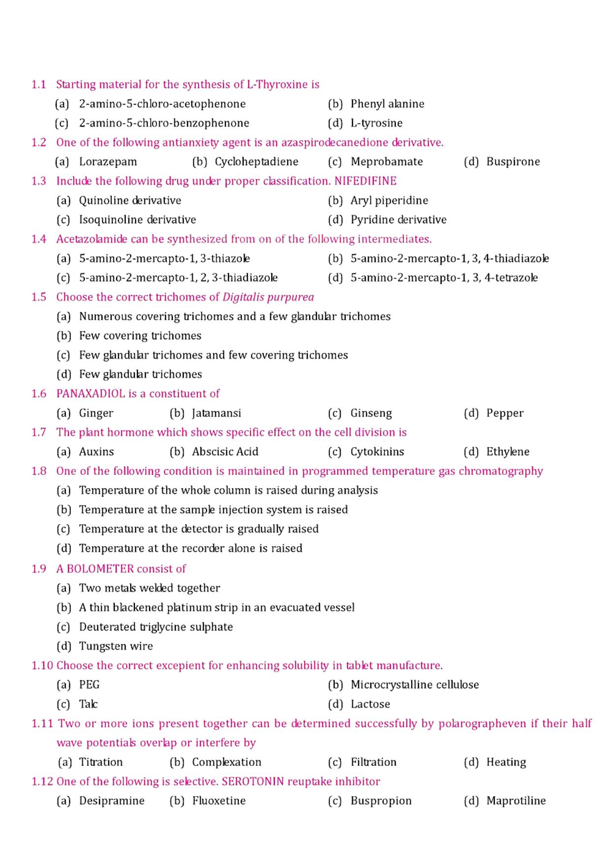 GPAT 2001 Question Paper with Answer Key - Page 2