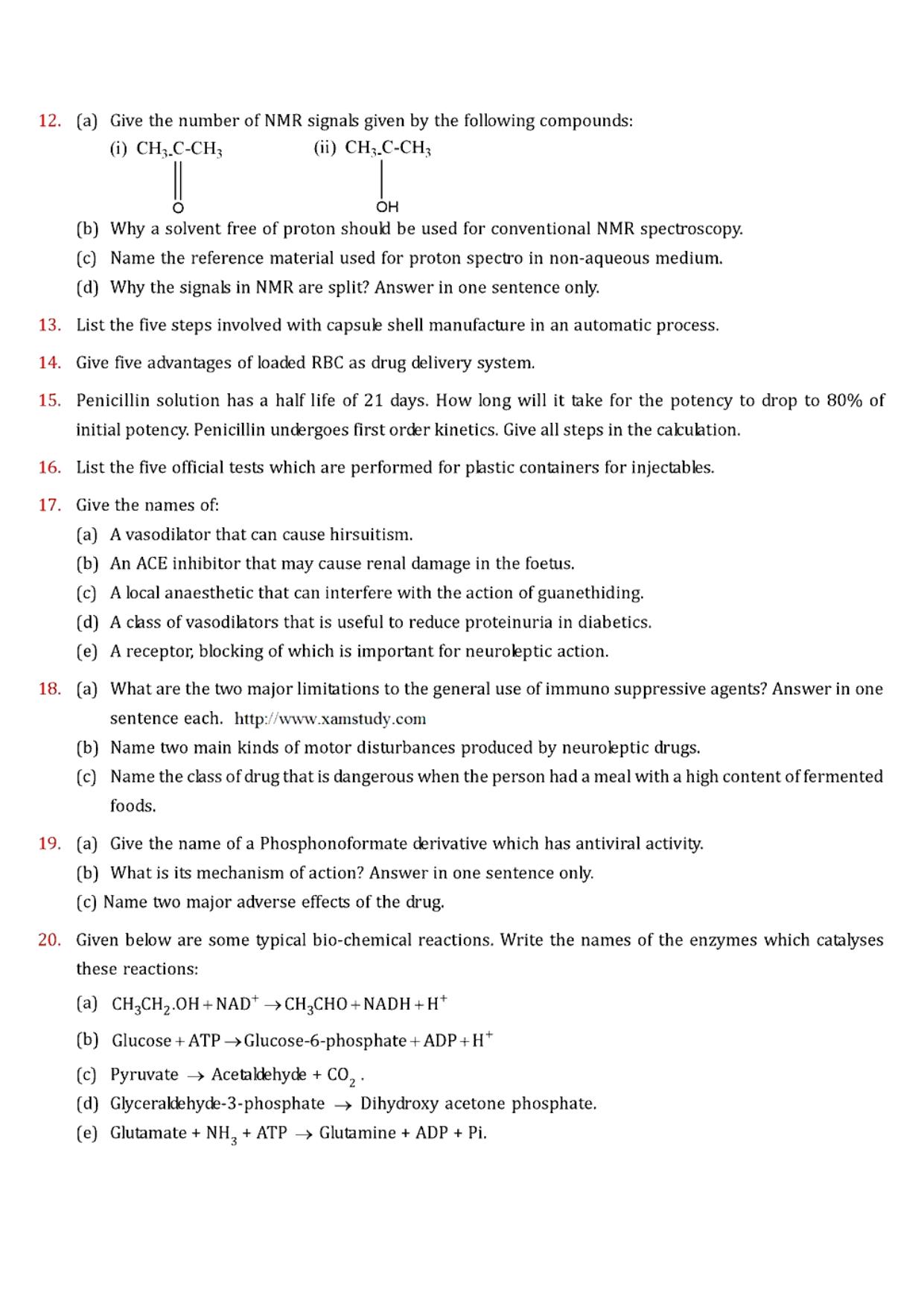 GPAT 2001 Question Paper with Answer Key - Page 8