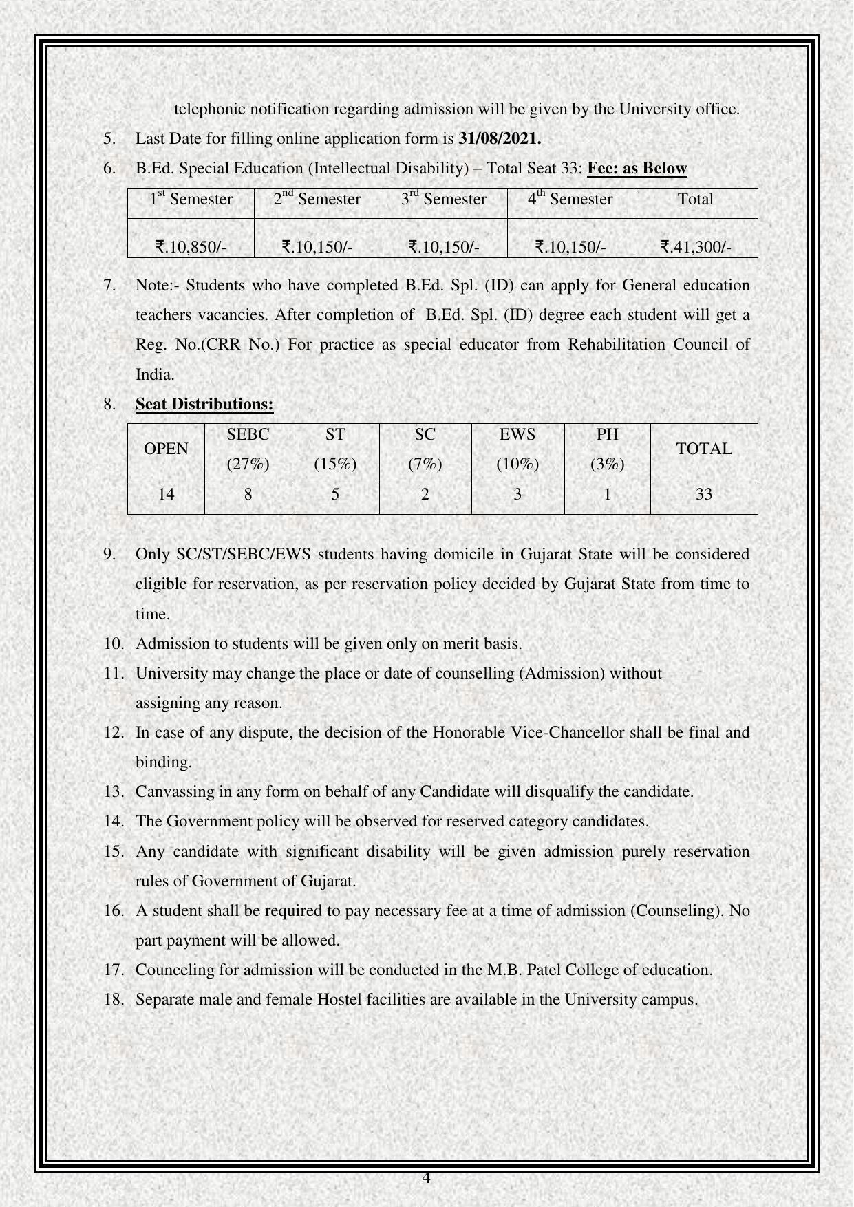 Sardar Patel University, Vallabh Vidyanagar 2020-21 (Prospectus) - Page 4