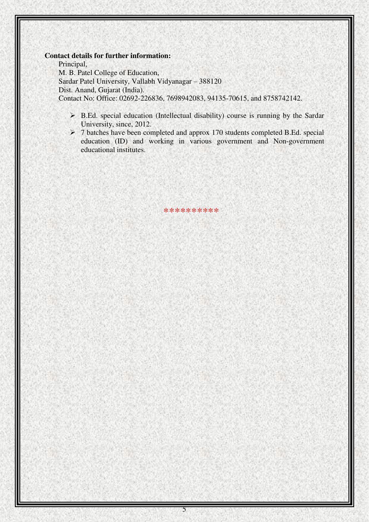 Sardar Patel University, Vallabh Vidyanagar 2020-21 (Prospectus) - Page 5