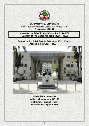 Sardar Patel University, Vallabh Vidyanagar 2020-21 (Prospectus)